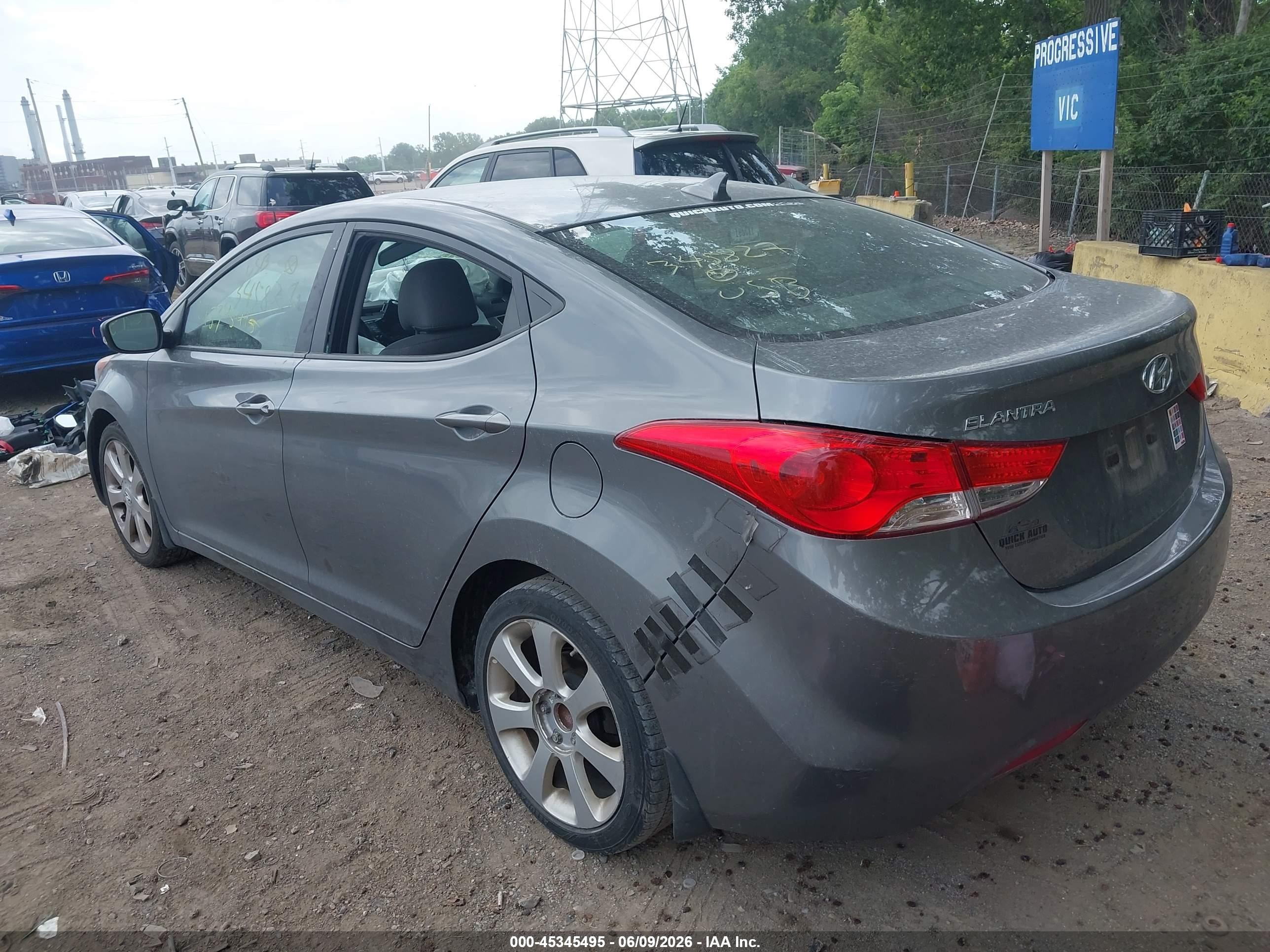 2013 Hyundai Elantra Limited Gray vin: 5NPDH4AE4DH345827