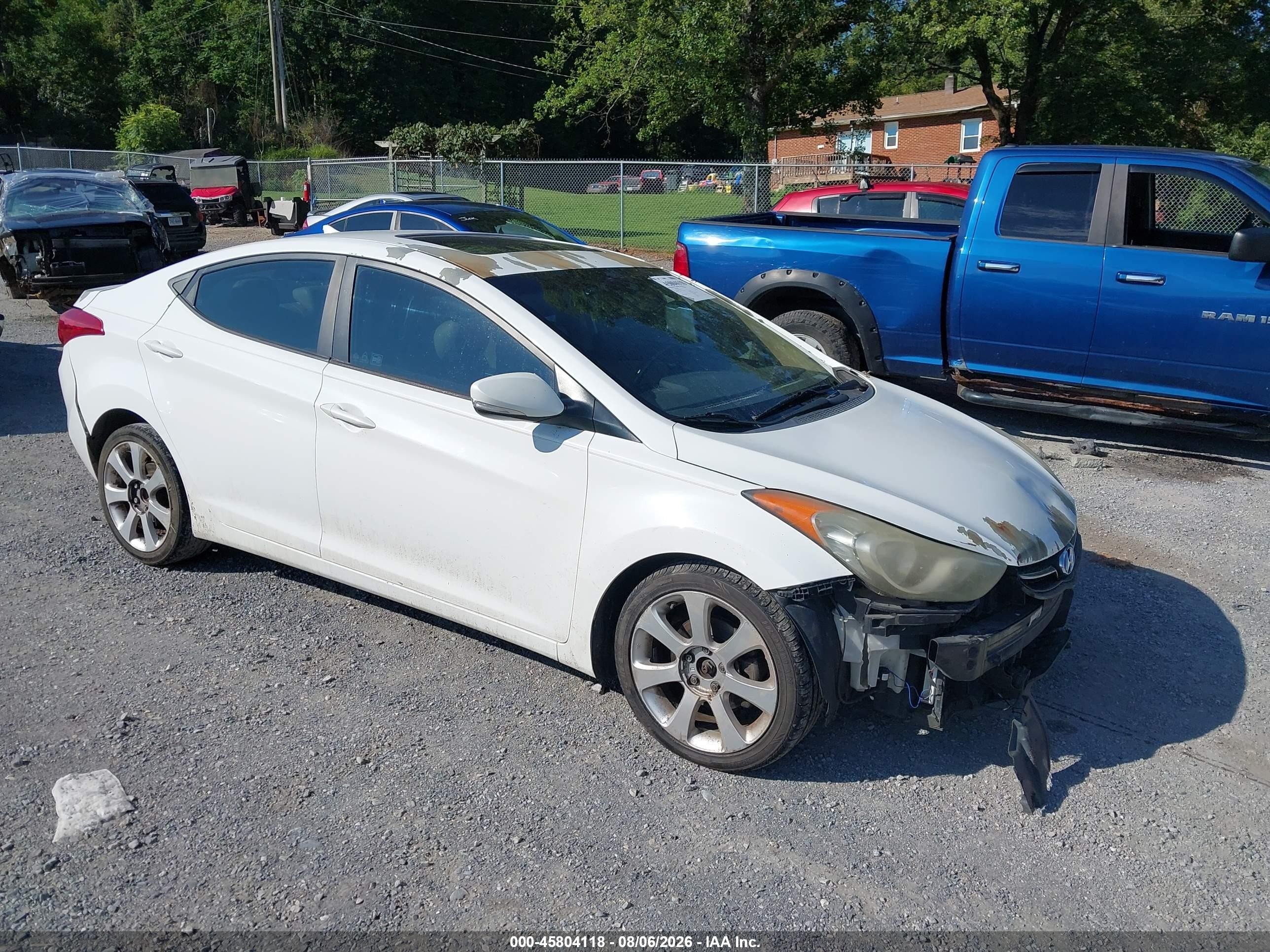 2013 Hyundai Elantra Limited White vin: 5NPDH4AE4DH374082