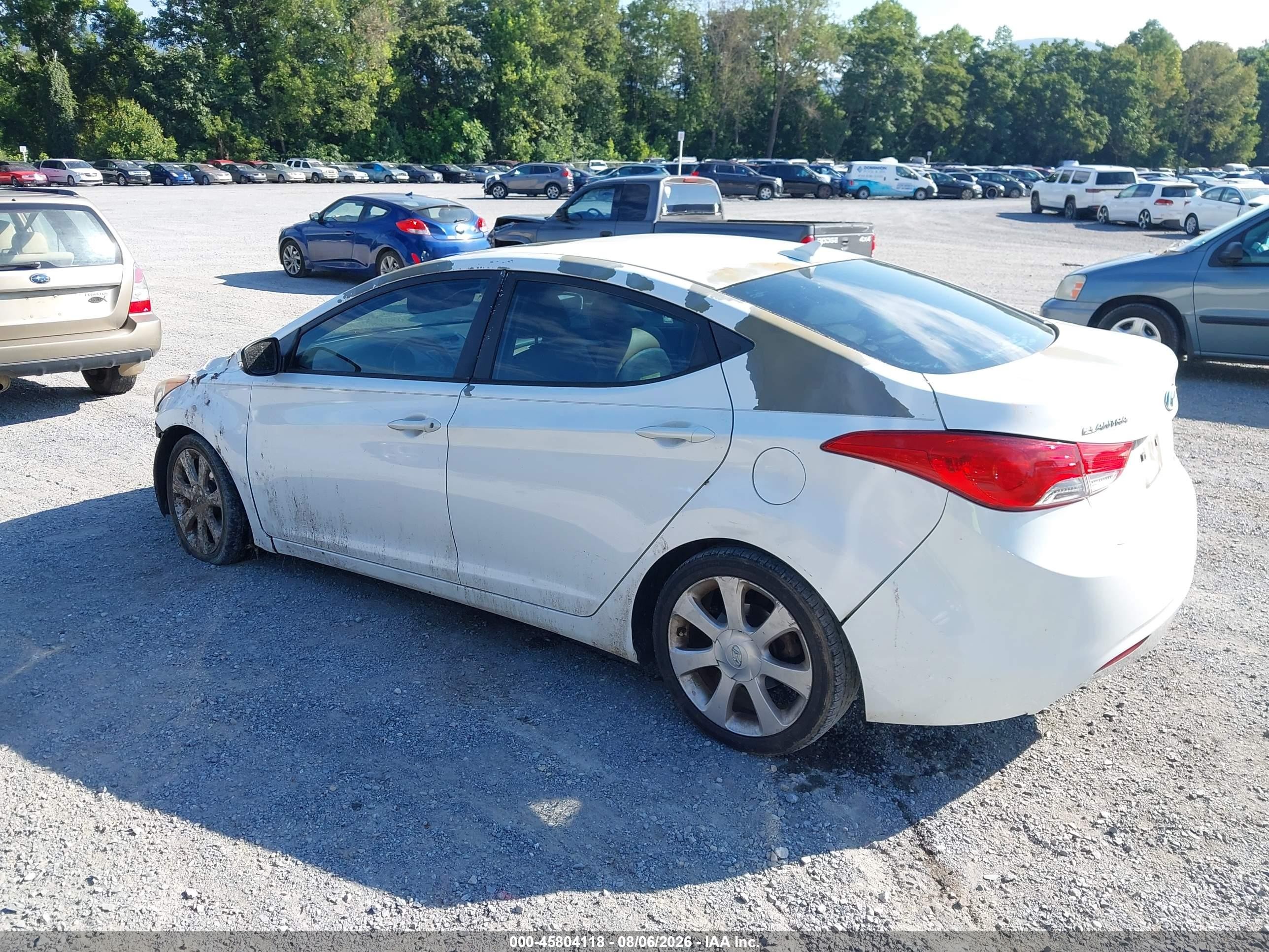 2013 Hyundai Elantra Limited White vin: 5NPDH4AE4DH374082