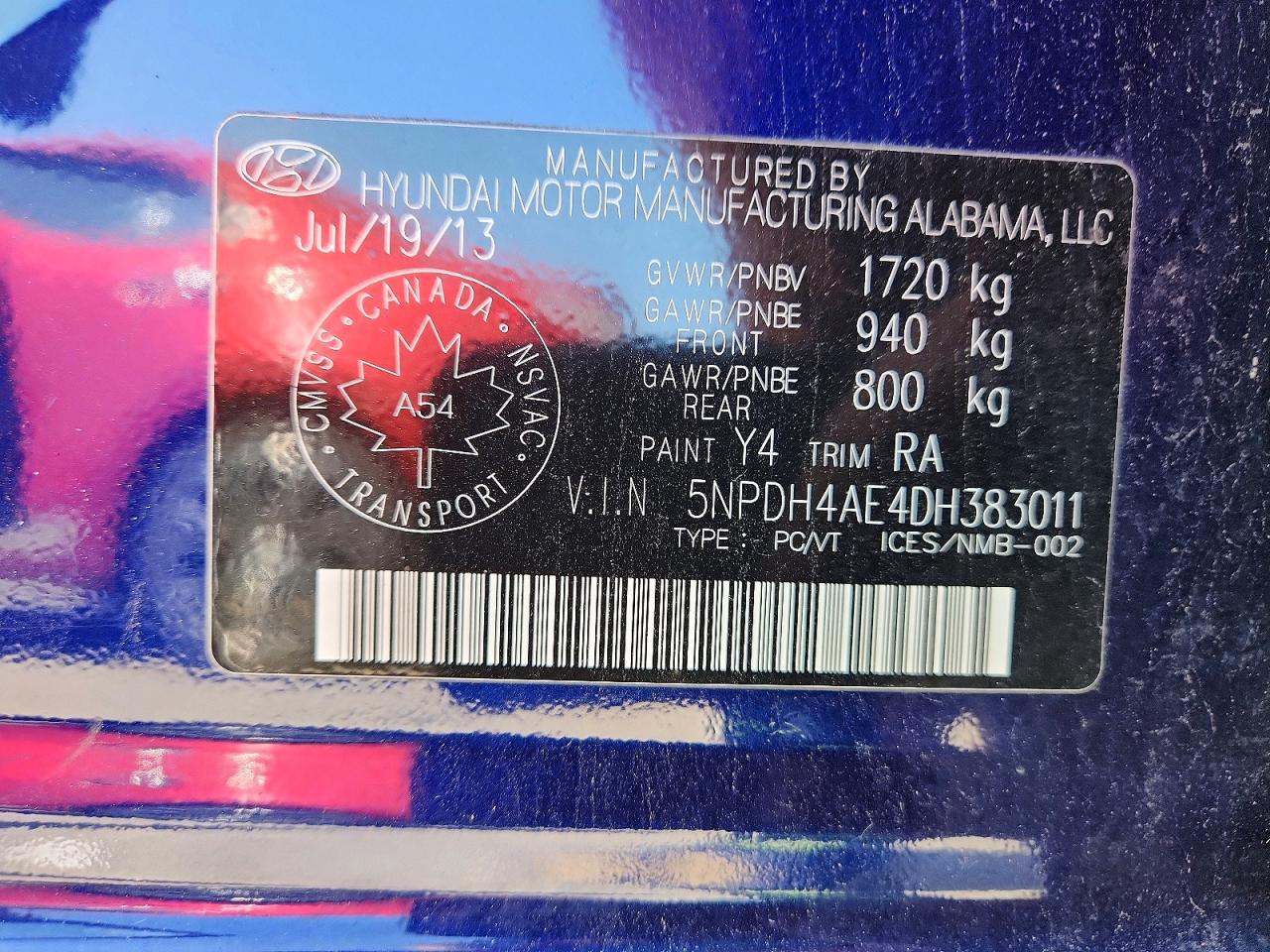 2013 Hyundai Elantra Gls Blue vin: 5NPDH4AE4DH383011