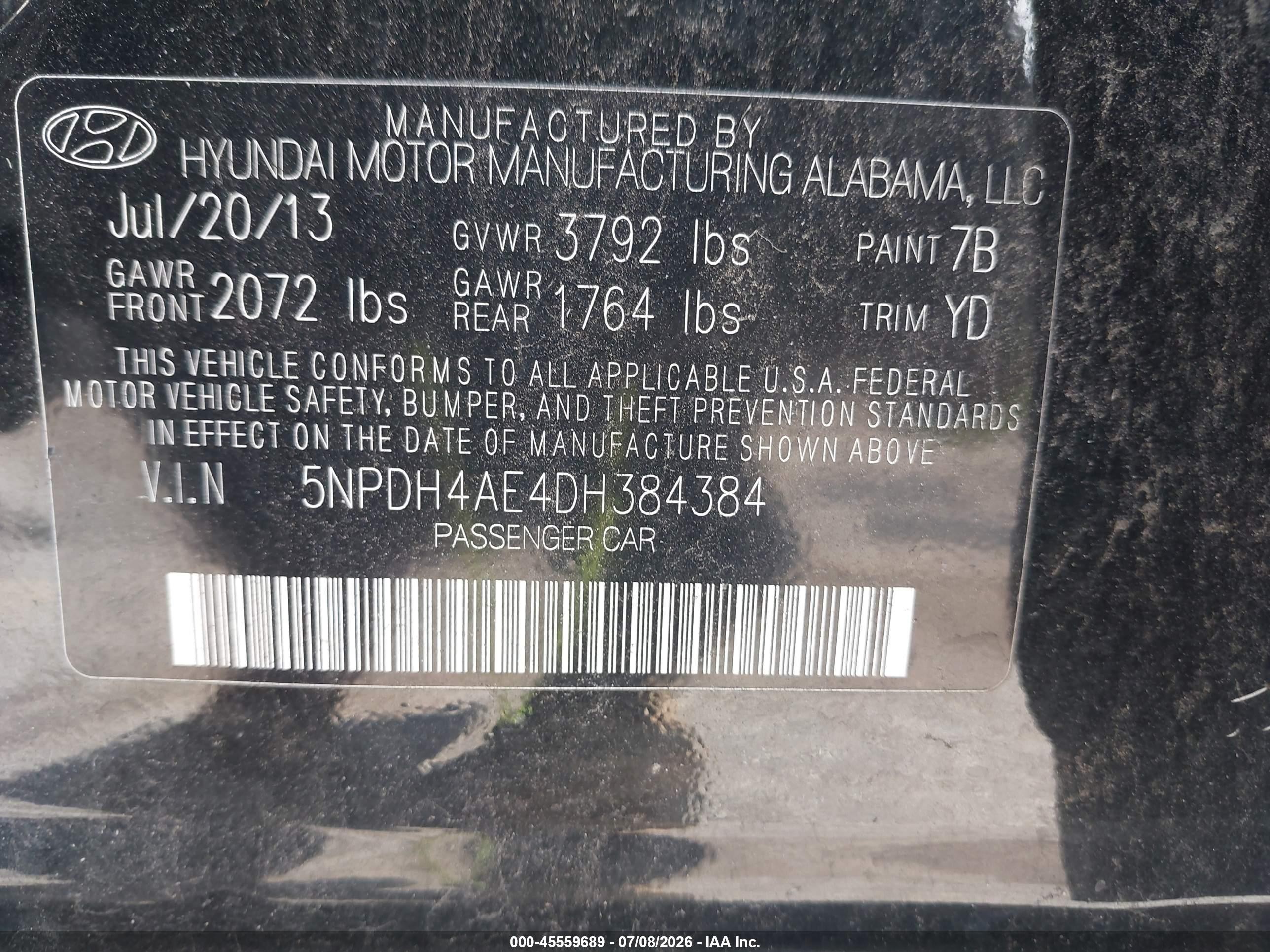 2013 Hyundai Elantra Limited Black vin: 5NPDH4AE4DH384384