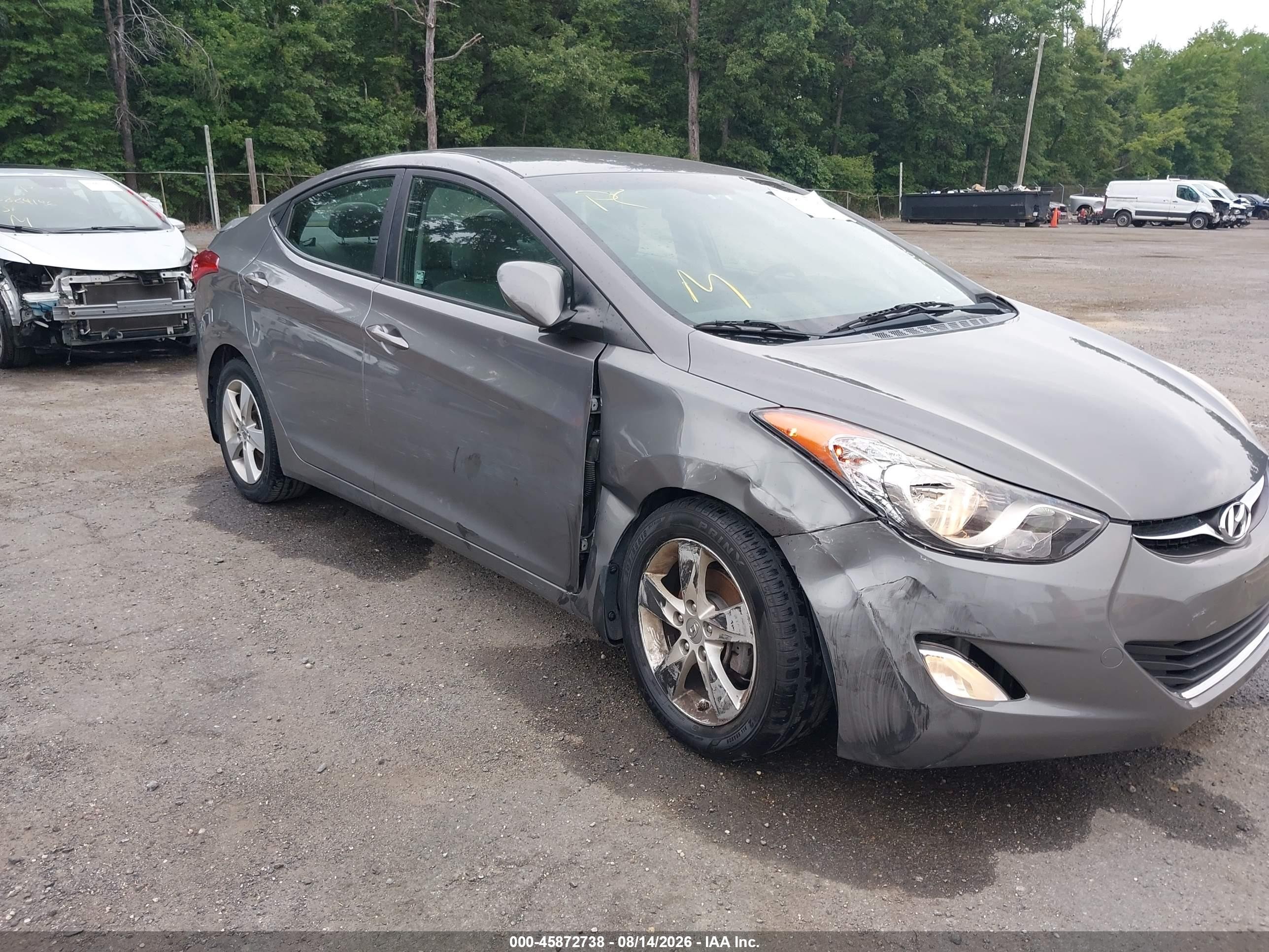 2013 Hyundai Elantra Gls Gray vin: 5NPDH4AE4DH390816