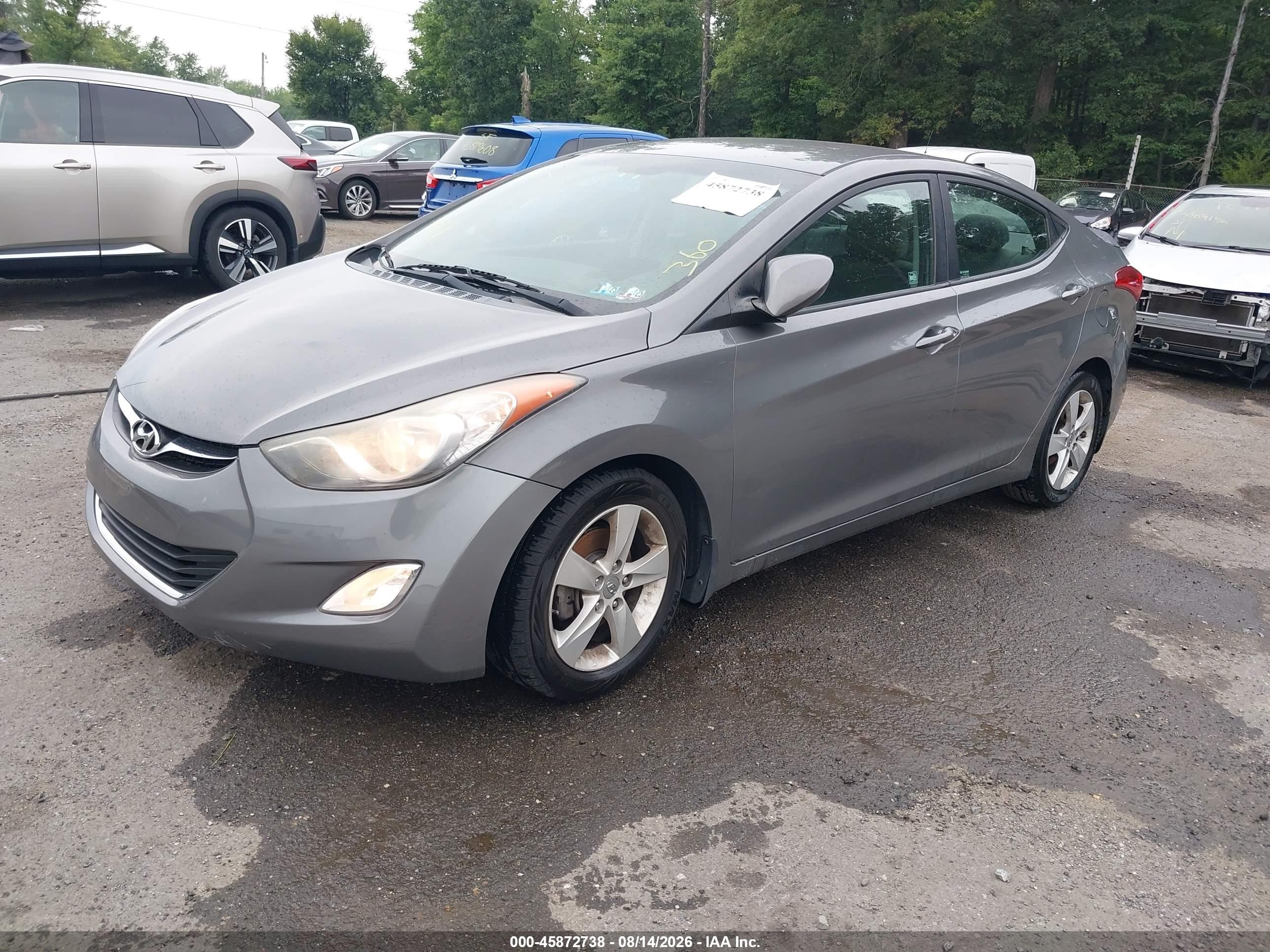 2013 Hyundai Elantra Gls Gray vin: 5NPDH4AE4DH390816