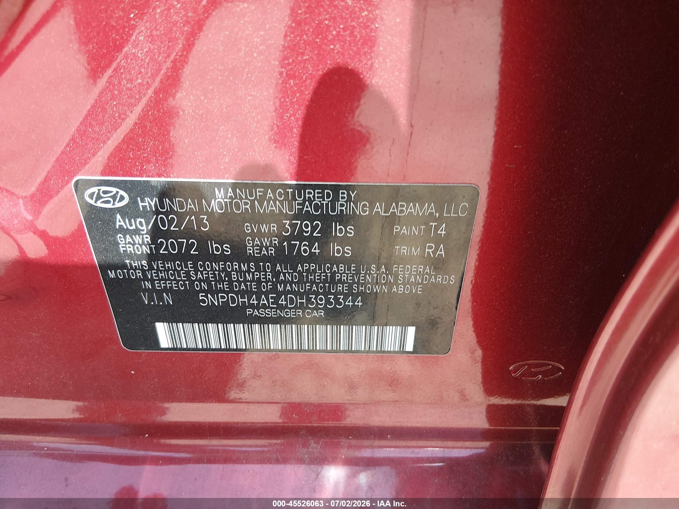 2013 Hyundai Elantra Gls Красный vin: 5NPDH4AE4DH393344