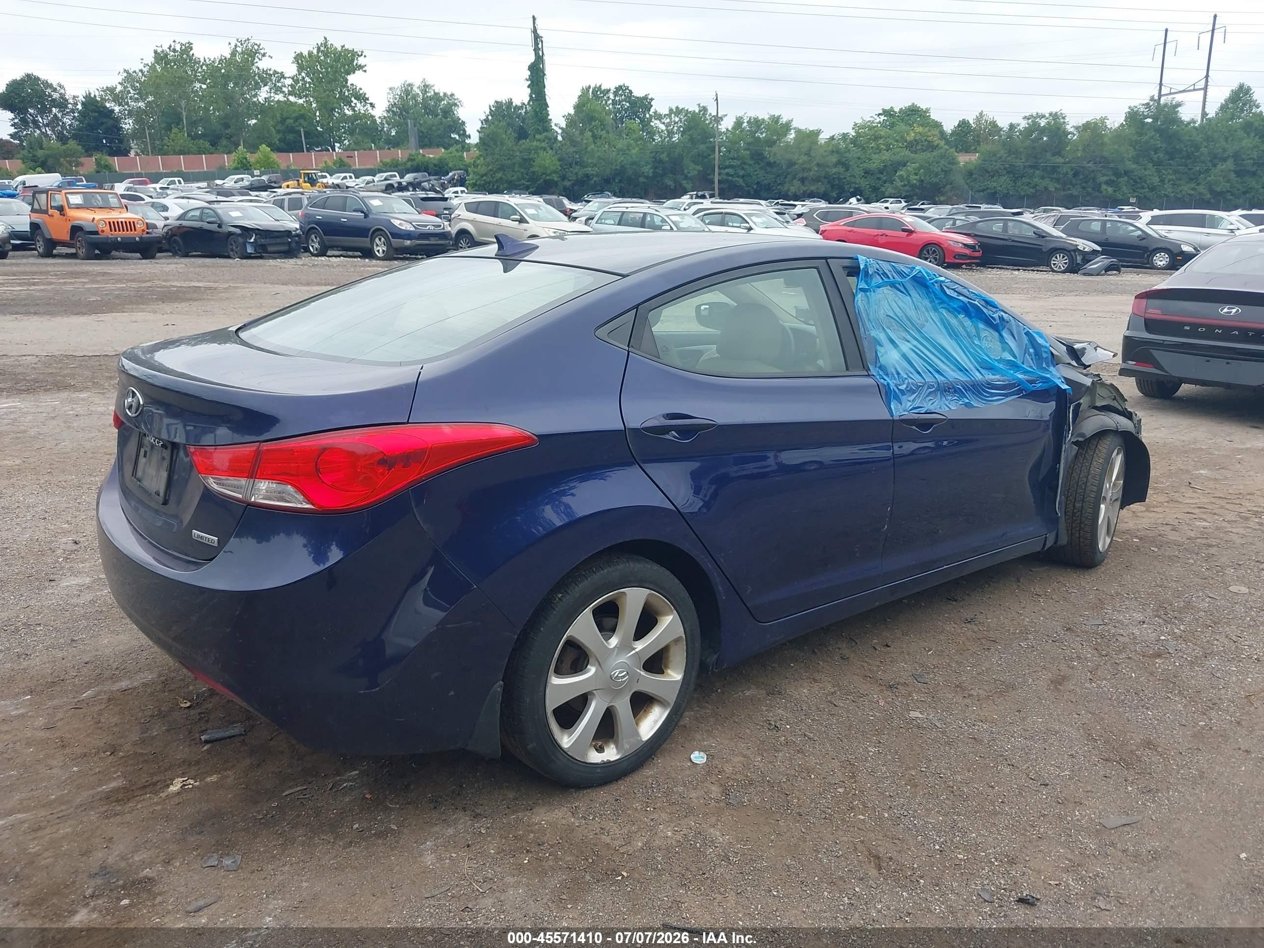 2013 Hyundai Elantra Limited Blue vin: 5NPDH4AE4DH412166