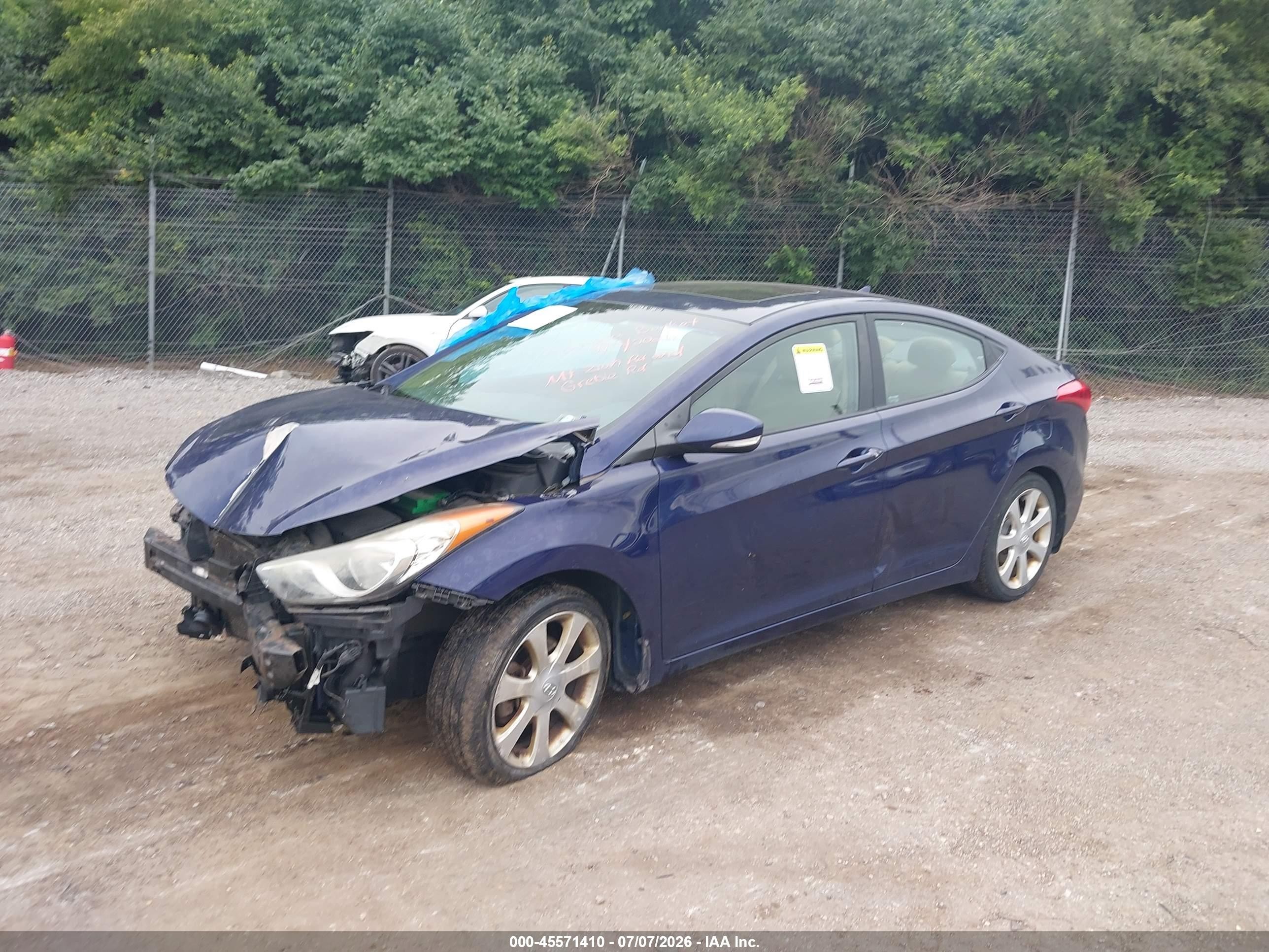 2013 Hyundai Elantra Limited Blue vin: 5NPDH4AE4DH412166