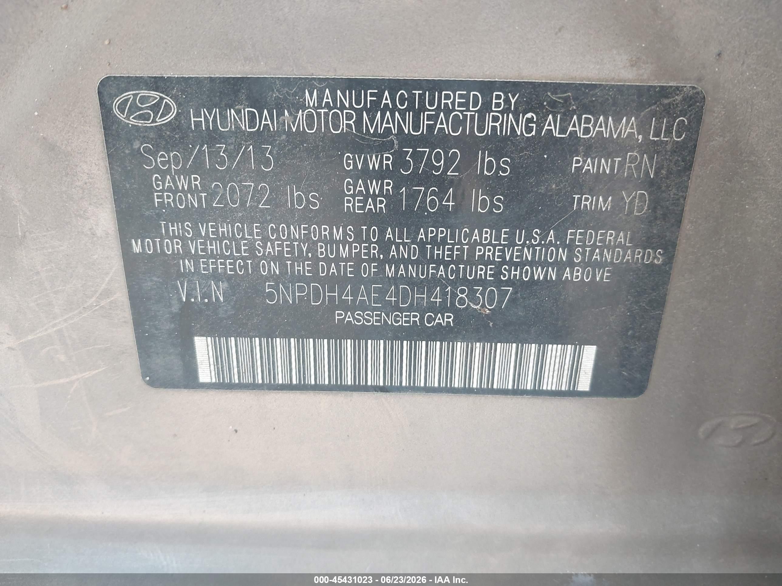 2013 Hyundai Elantra Limited Cream vin: 5NPDH4AE4DH418307