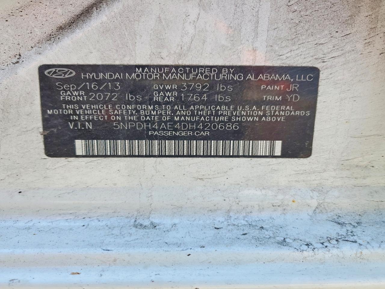 2013 Hyundai Elantra Gls Белый vin: 5NPDH4AE4DH420686