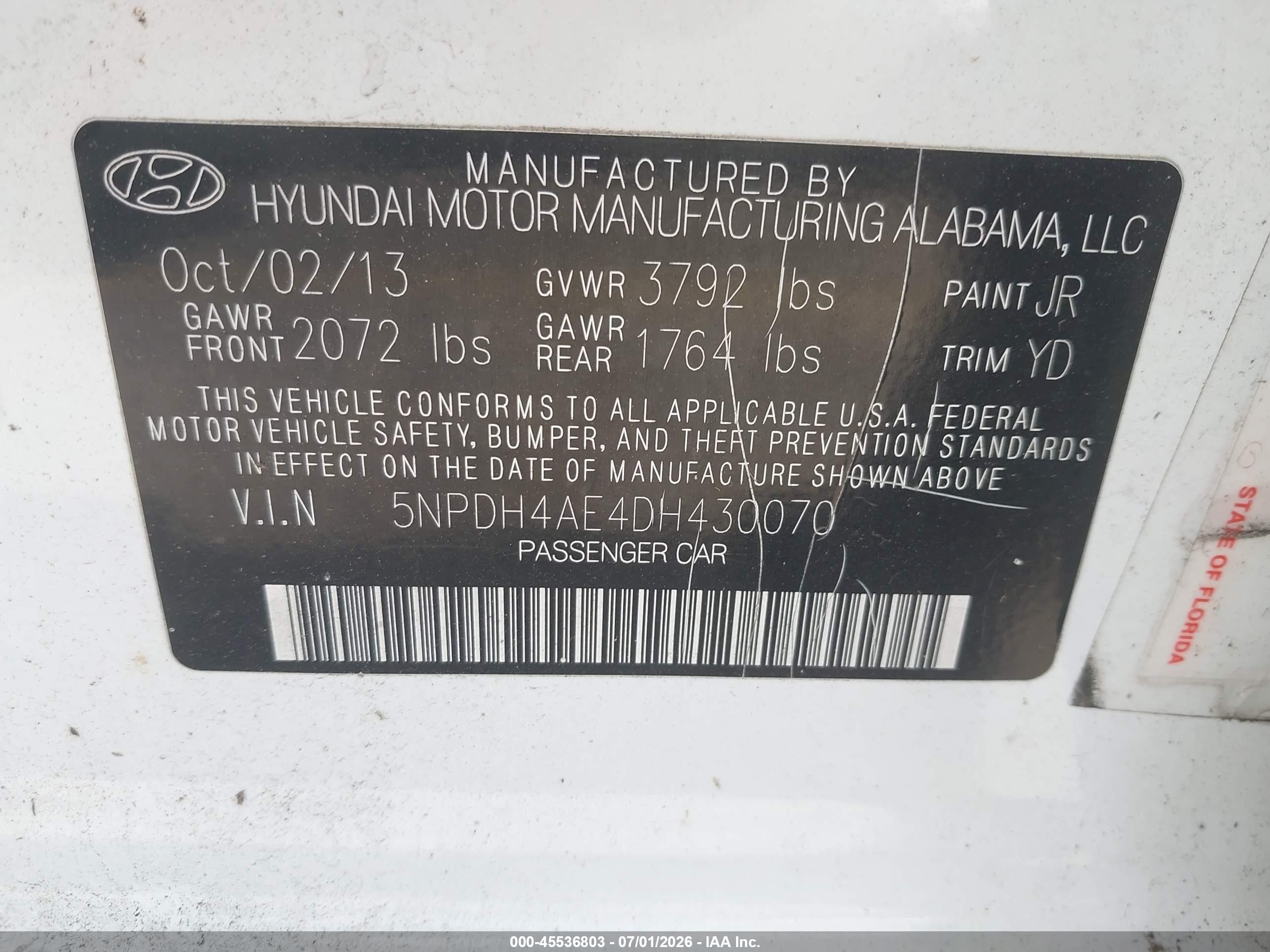 2013 Hyundai Elantra Gls White vin: 5NPDH4AE4DH430070