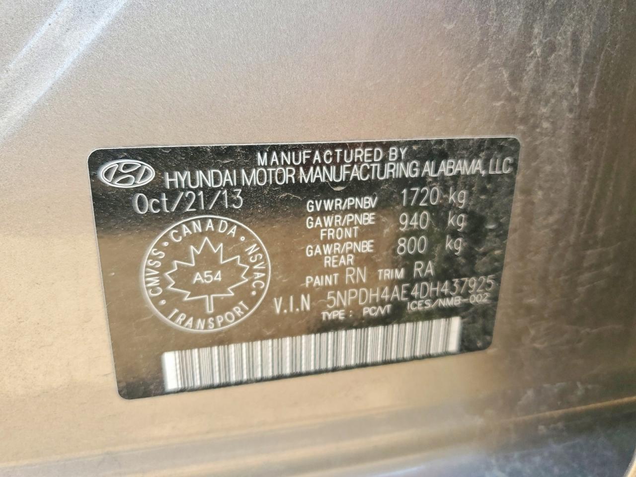 2013 Hyundai Elantra Gls Tan vin: 5NPDH4AE4DH437925