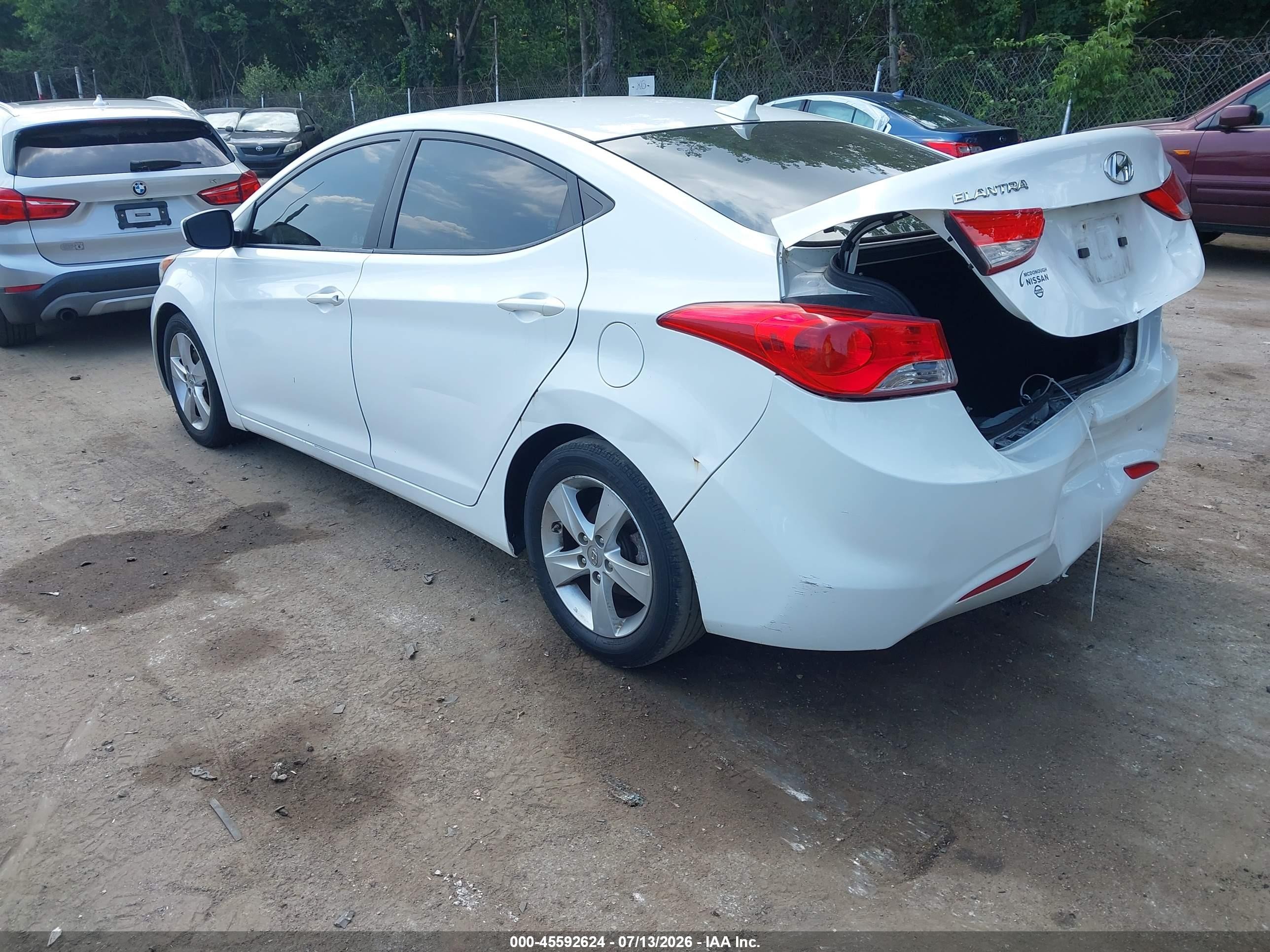 2013 Hyundai Elantra Gls White vin: 5NPDH4AE4DH438301
