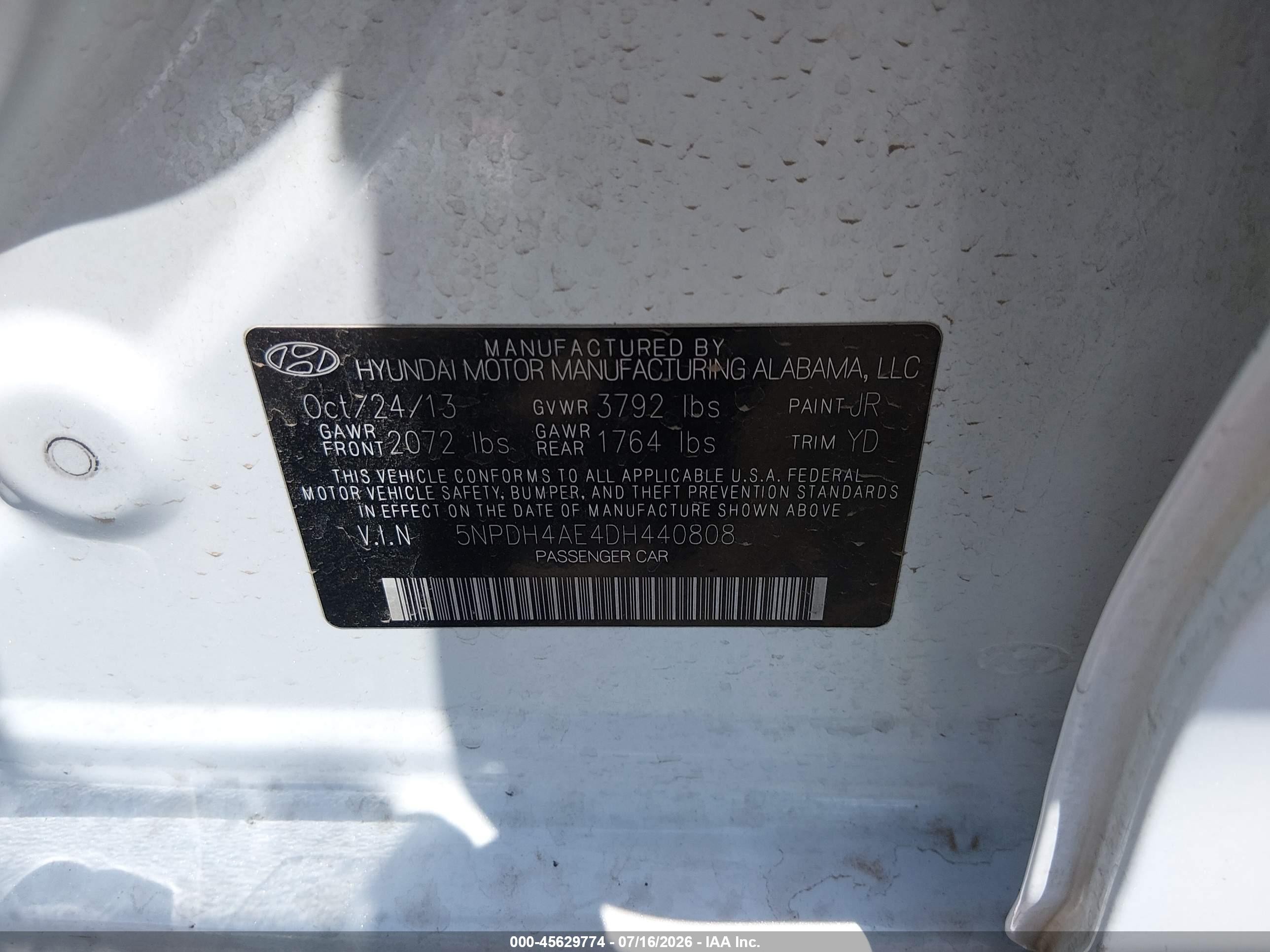 2013 Hyundai Elantra Gls White vin: 5NPDH4AE4DH440808