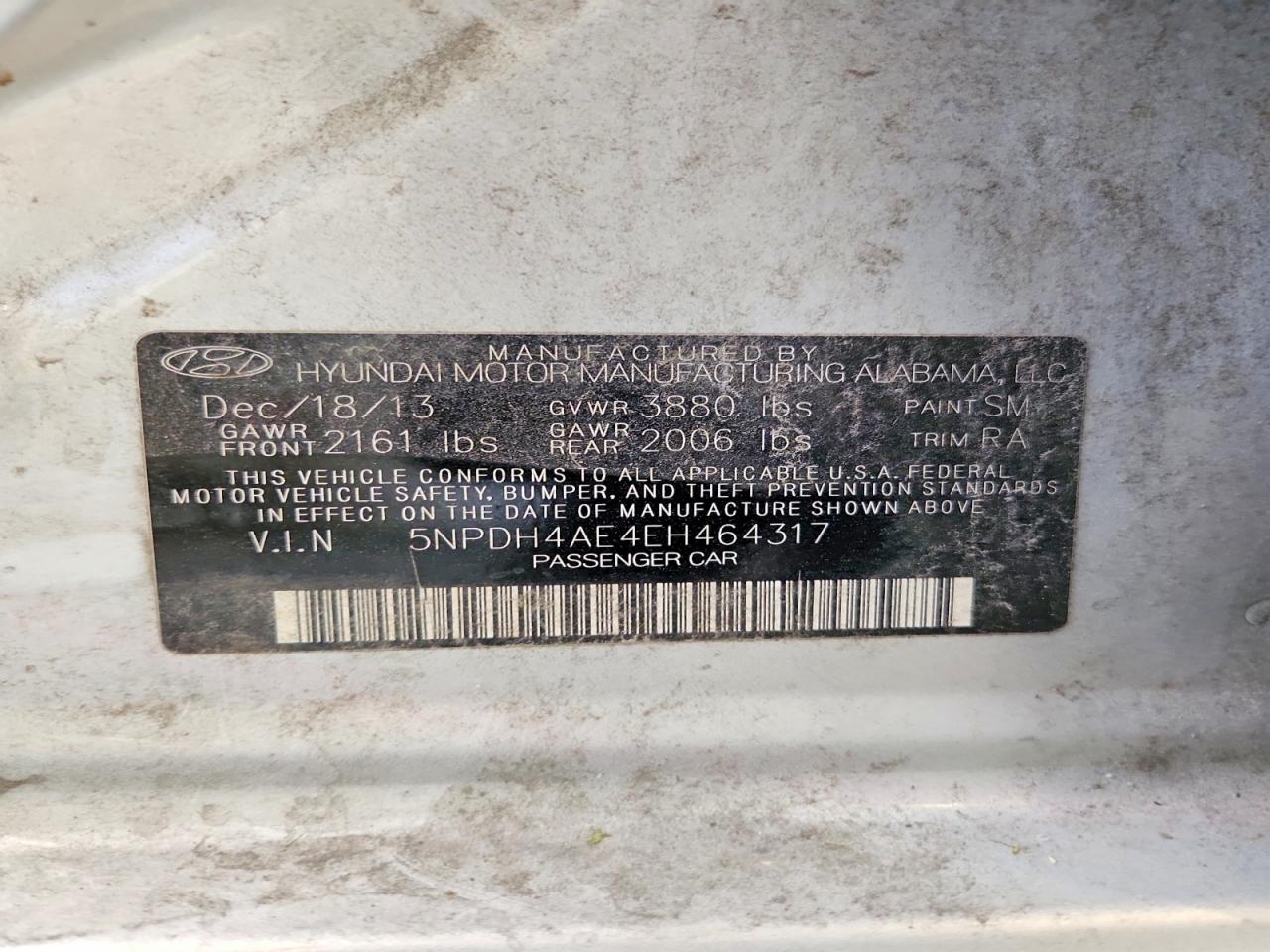 2014 Hyundai Elantra Se Silver vin: 5NPDH4AE4EH464317