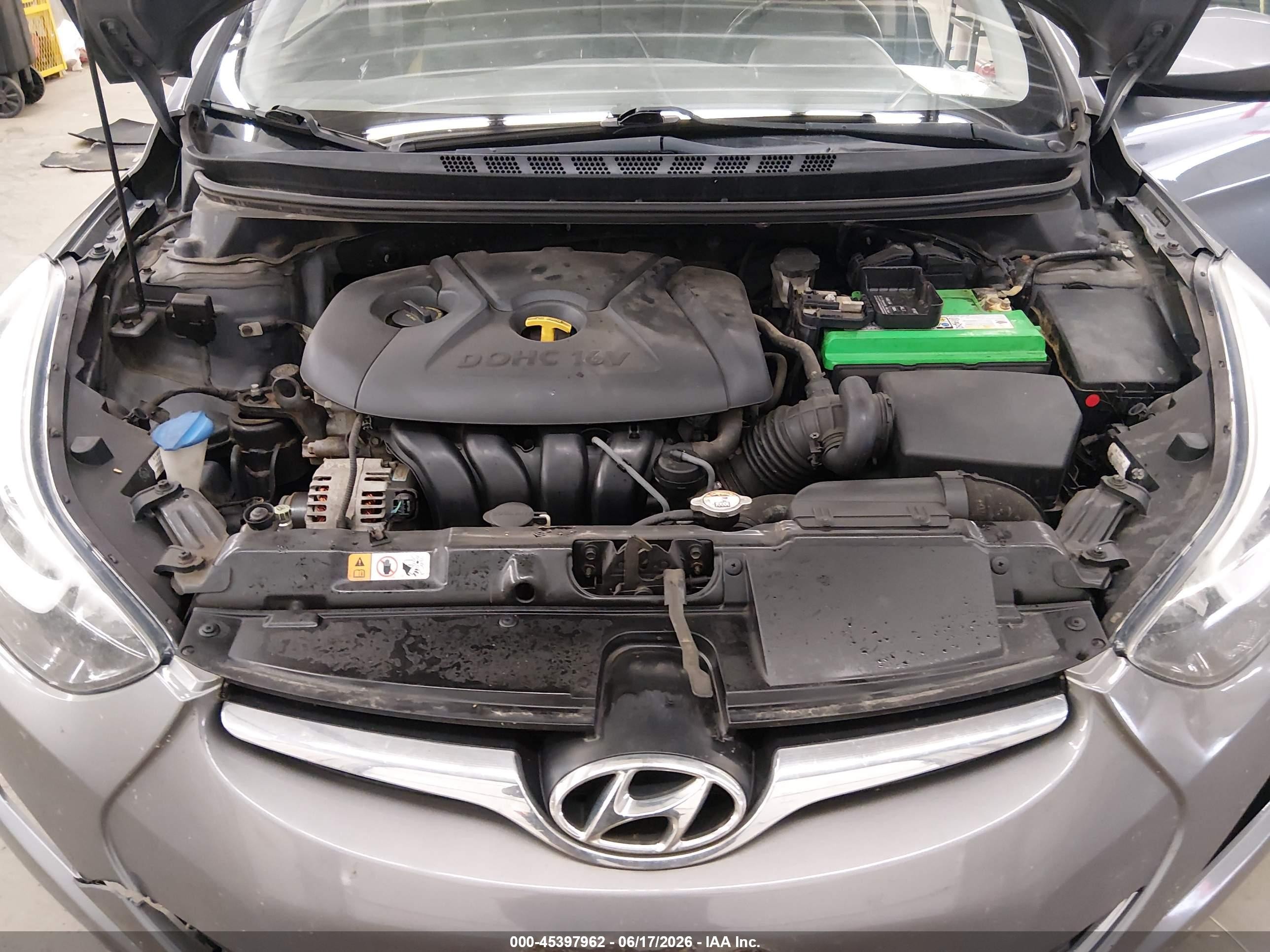 2014 Hyundai Elantra Se Gray vin: 5NPDH4AE4EH466505