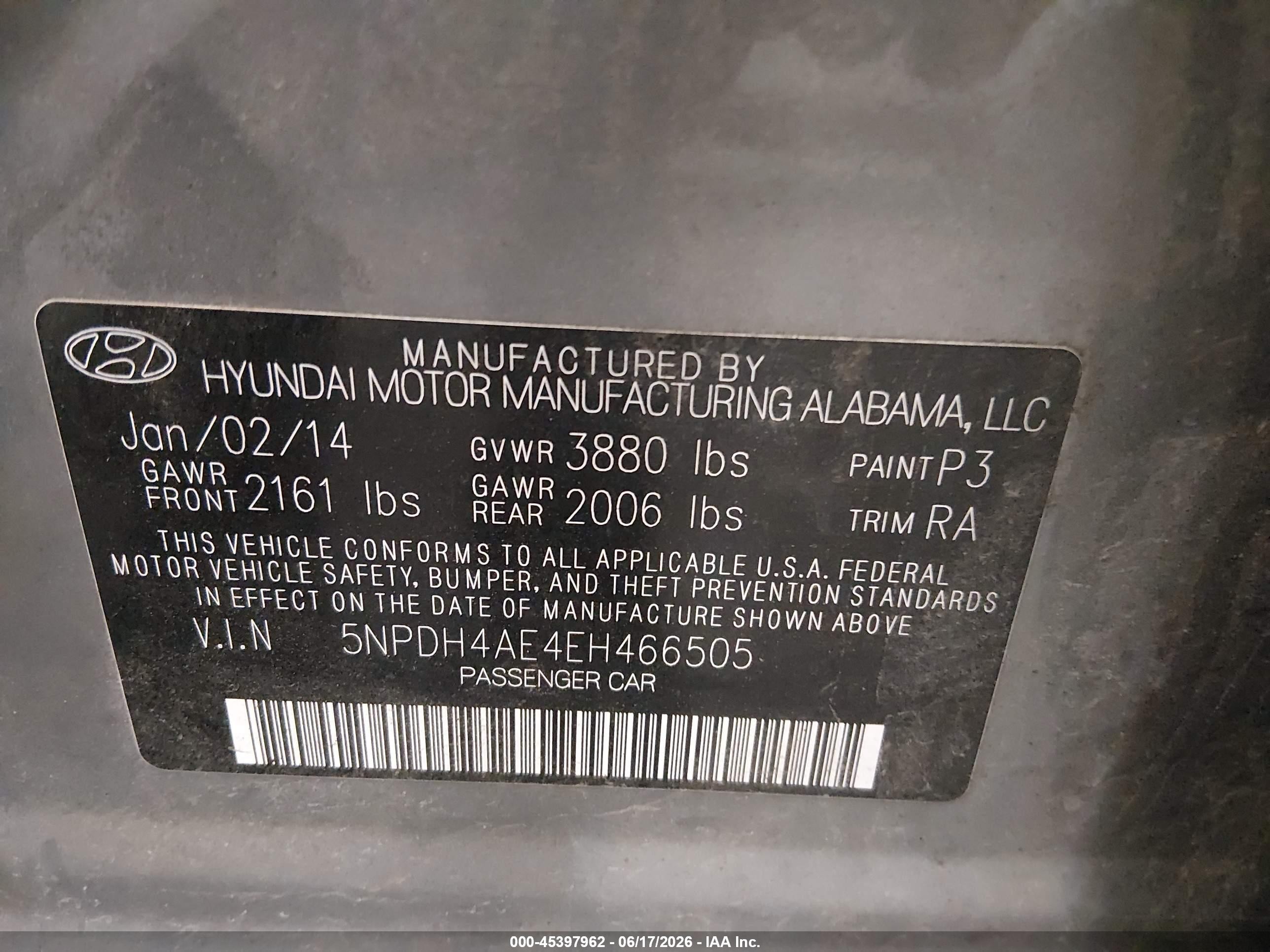 2014 Hyundai Elantra Se Gray vin: 5NPDH4AE4EH466505