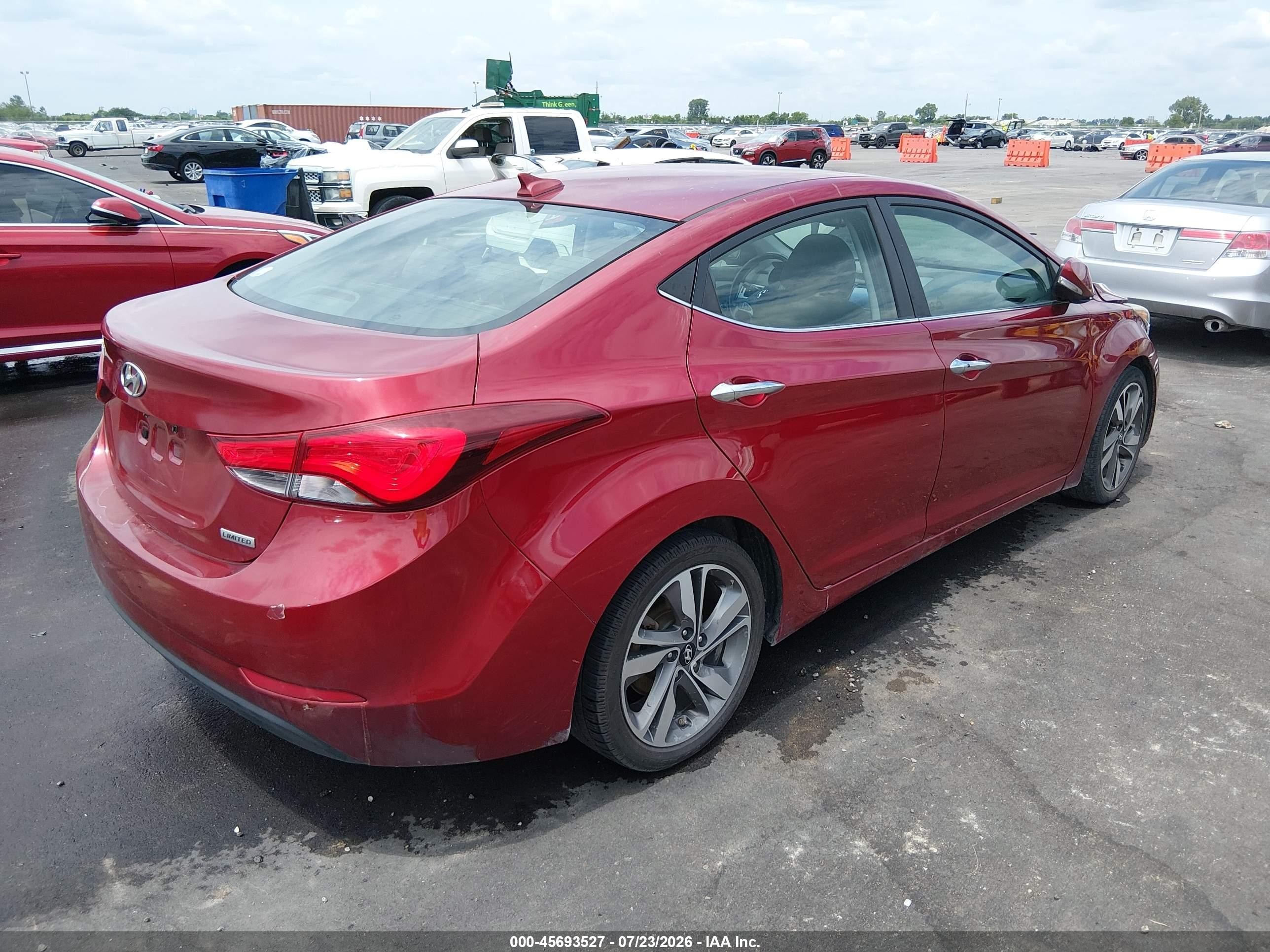 2014 Hyundai Elantra Limited Красный vin: 5NPDH4AE4EH473664
