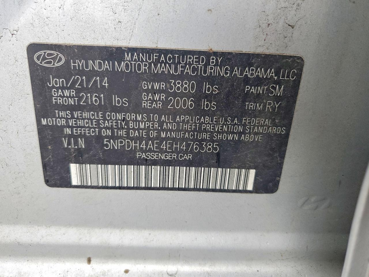 2014 Hyundai Elantra Limited Silver vin: 5NPDH4AE4EH476385