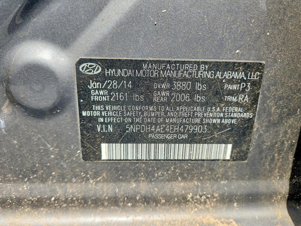 2014 Hyundai Elantra Se Gray vin: 5NPDH4AE4EH479903