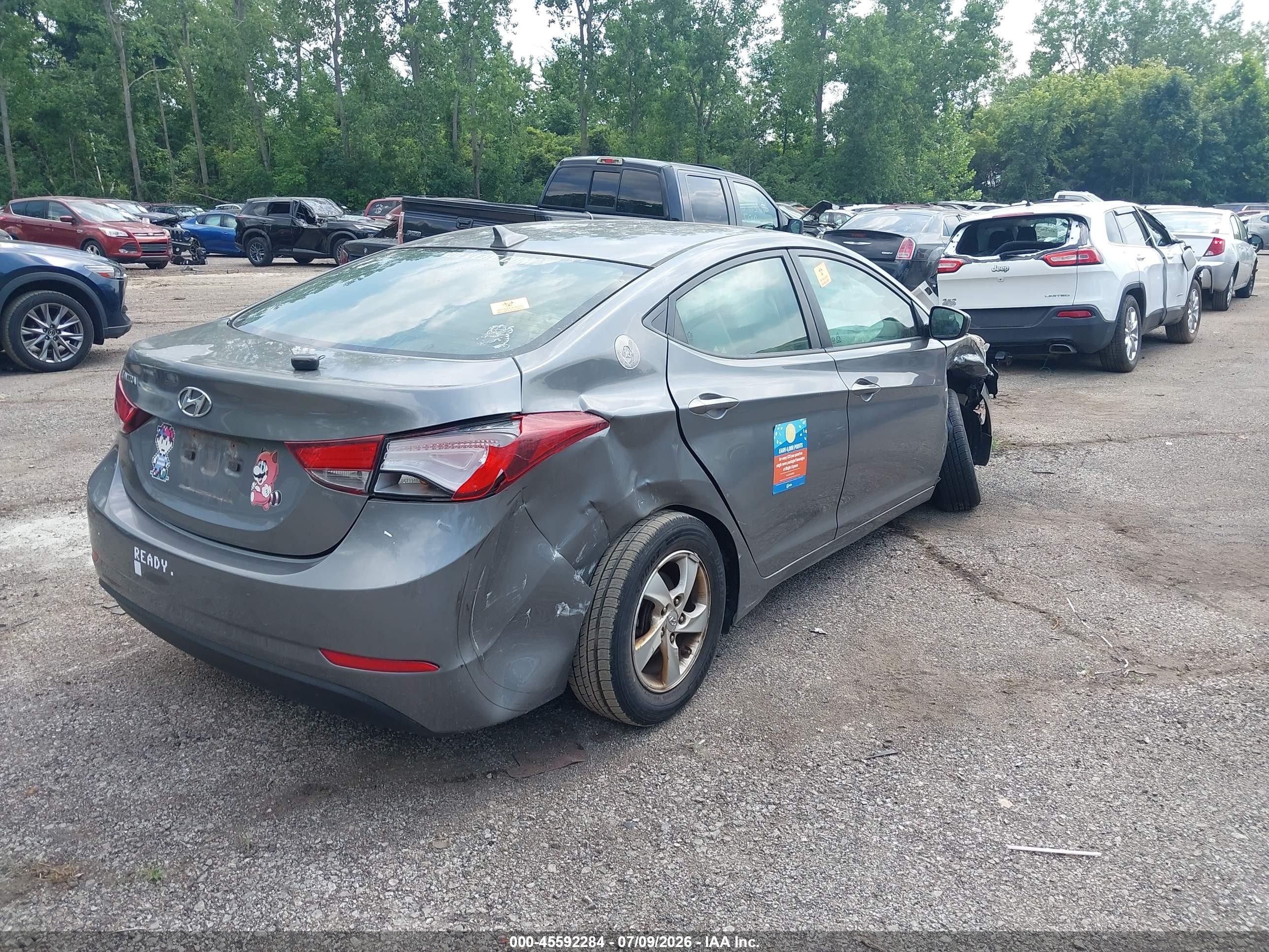 2014 Hyundai Elantra Se Gray vin: 5NPDH4AE4EH480145