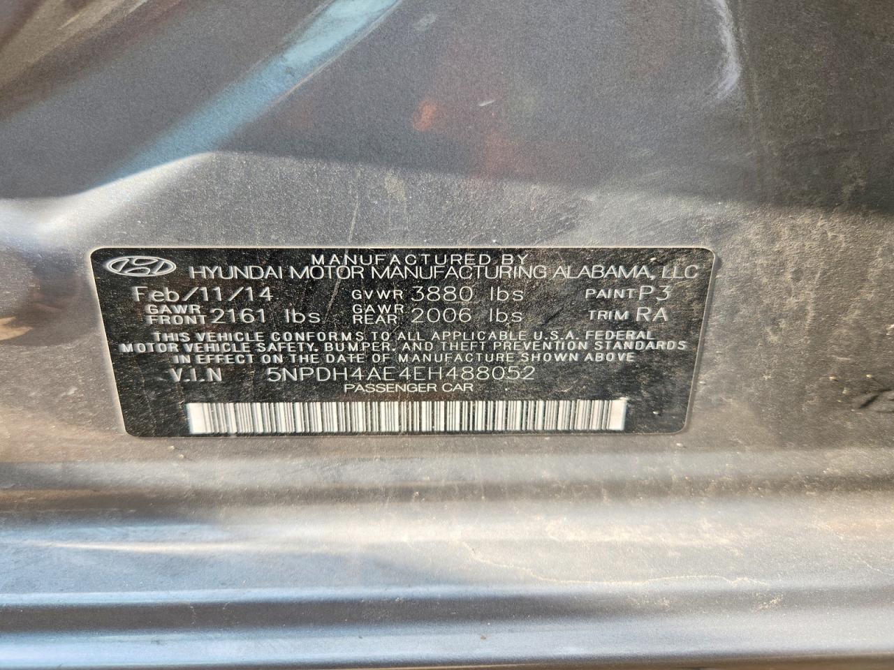2014 Hyundai Elantra Se Silver vin: 5NPDH4AE4EH488052