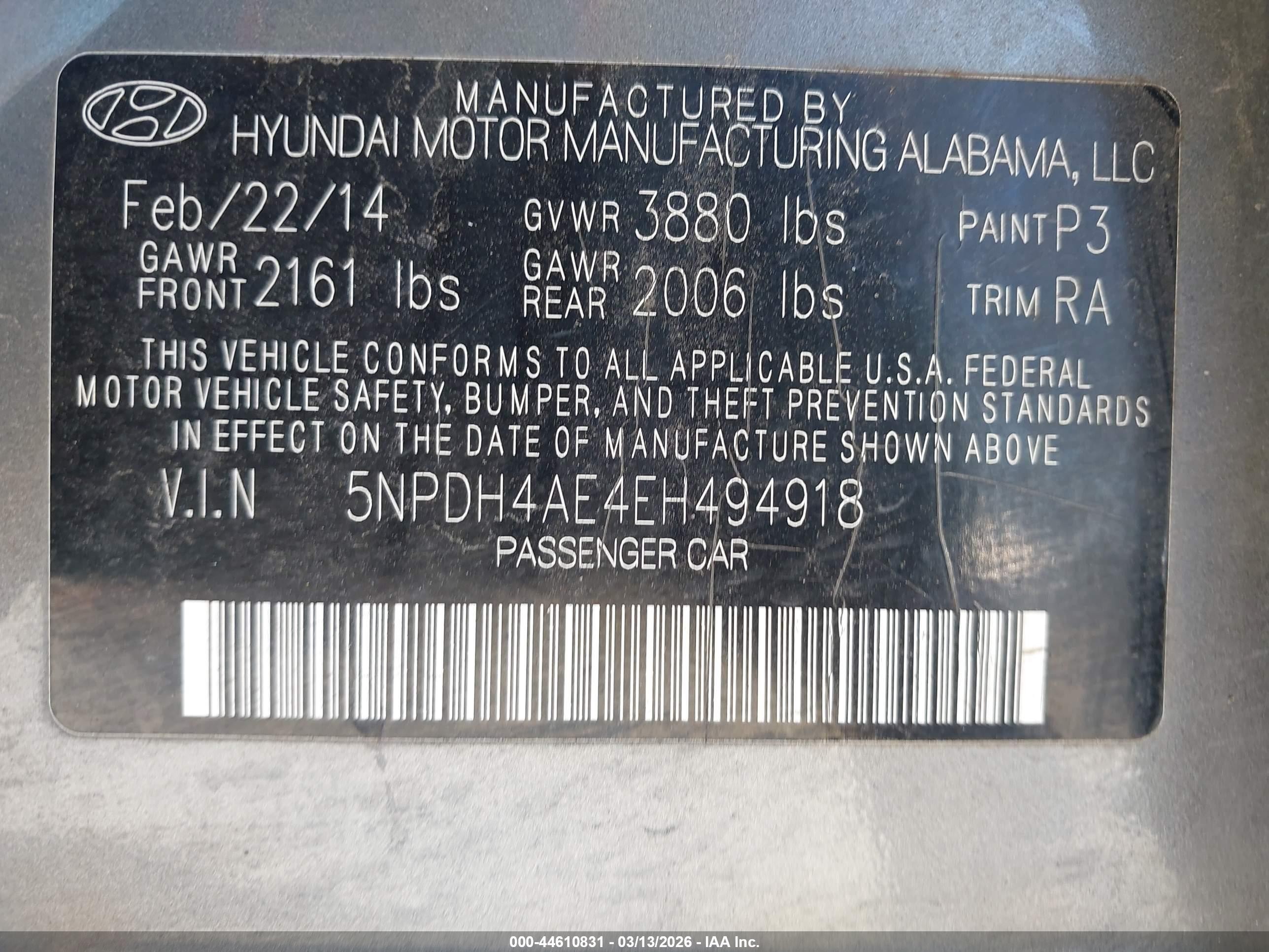 2014 Hyundai Elantra Se Gray vin: 5NPDH4AE4EH494918