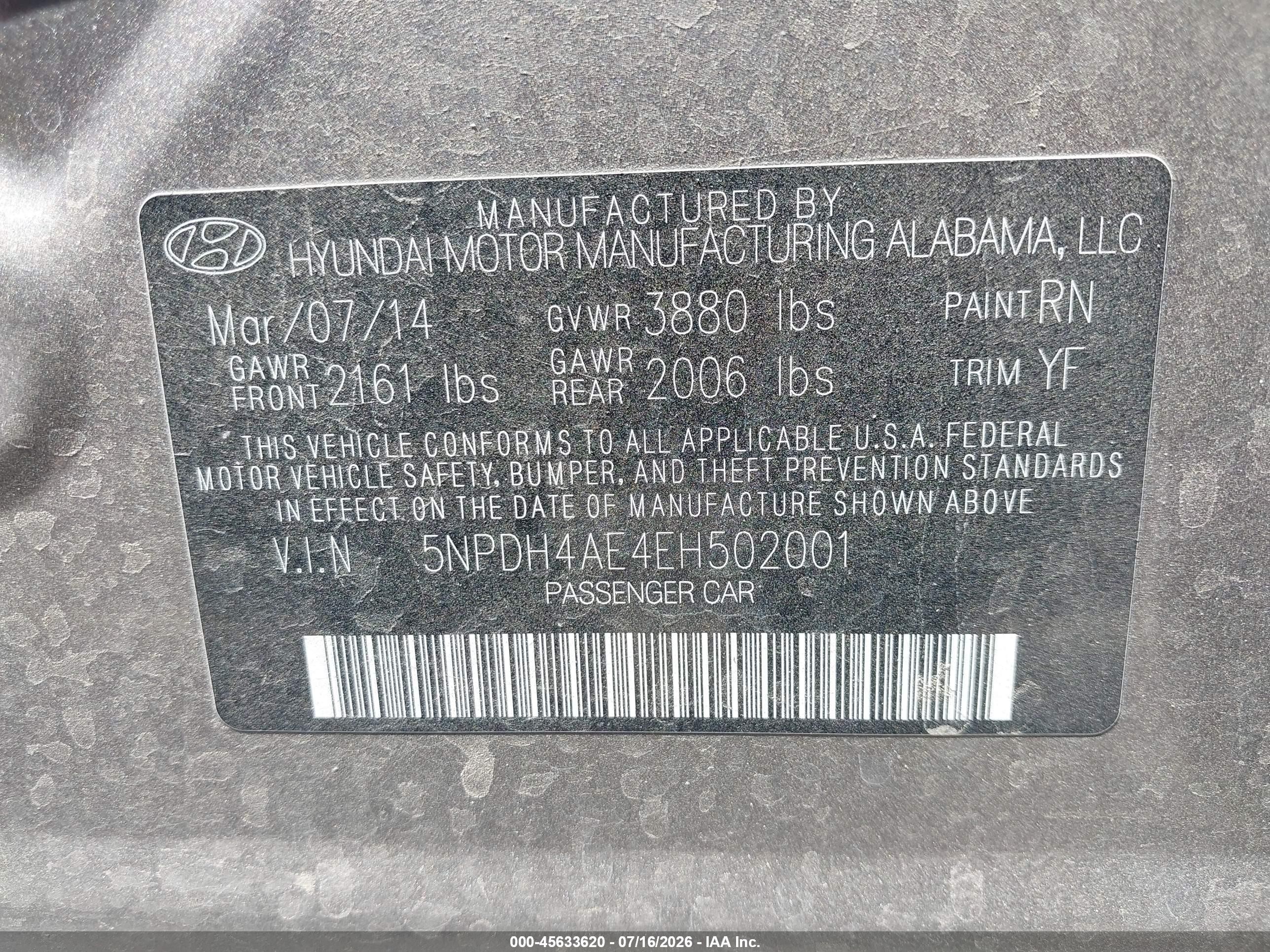 2014 Hyundai Elantra Se Beige vin: 5NPDH4AE4EH502001