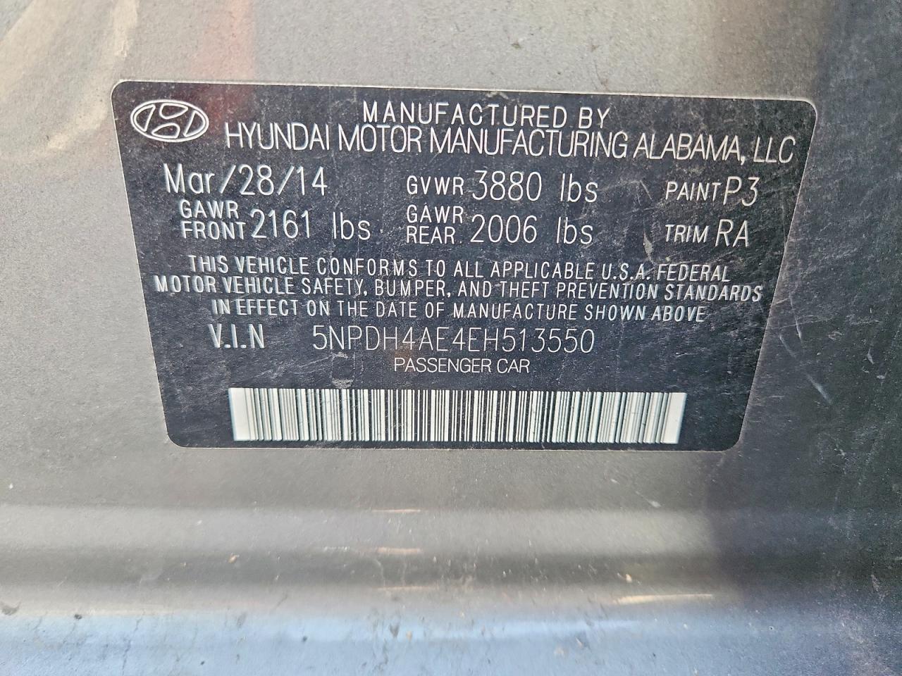 2014 Hyundai Elantra Se Gray vin: 5NPDH4AE4EH513550