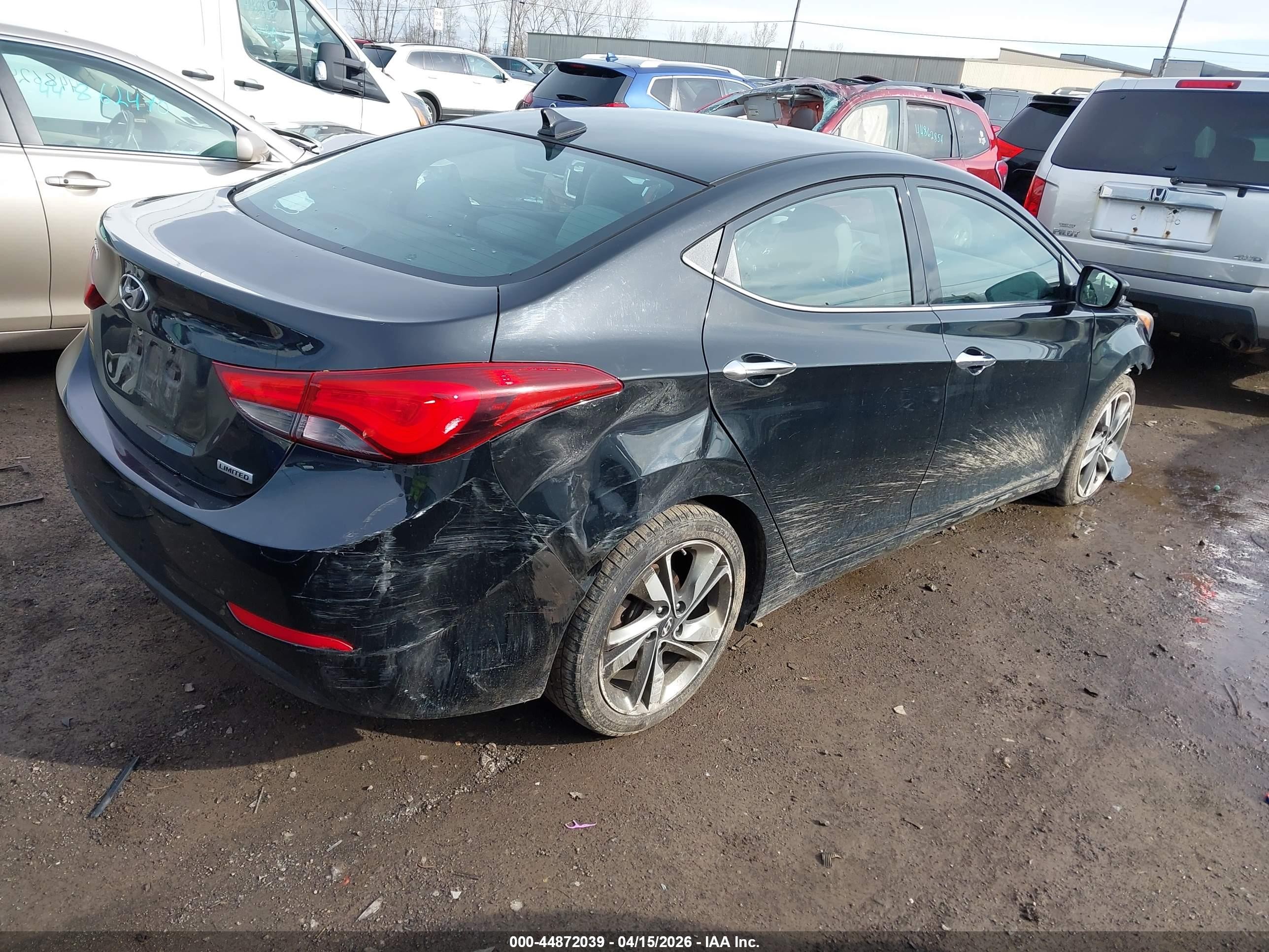 2014 Hyundai Elantra Limited Черный vin: 5NPDH4AE4EH543132