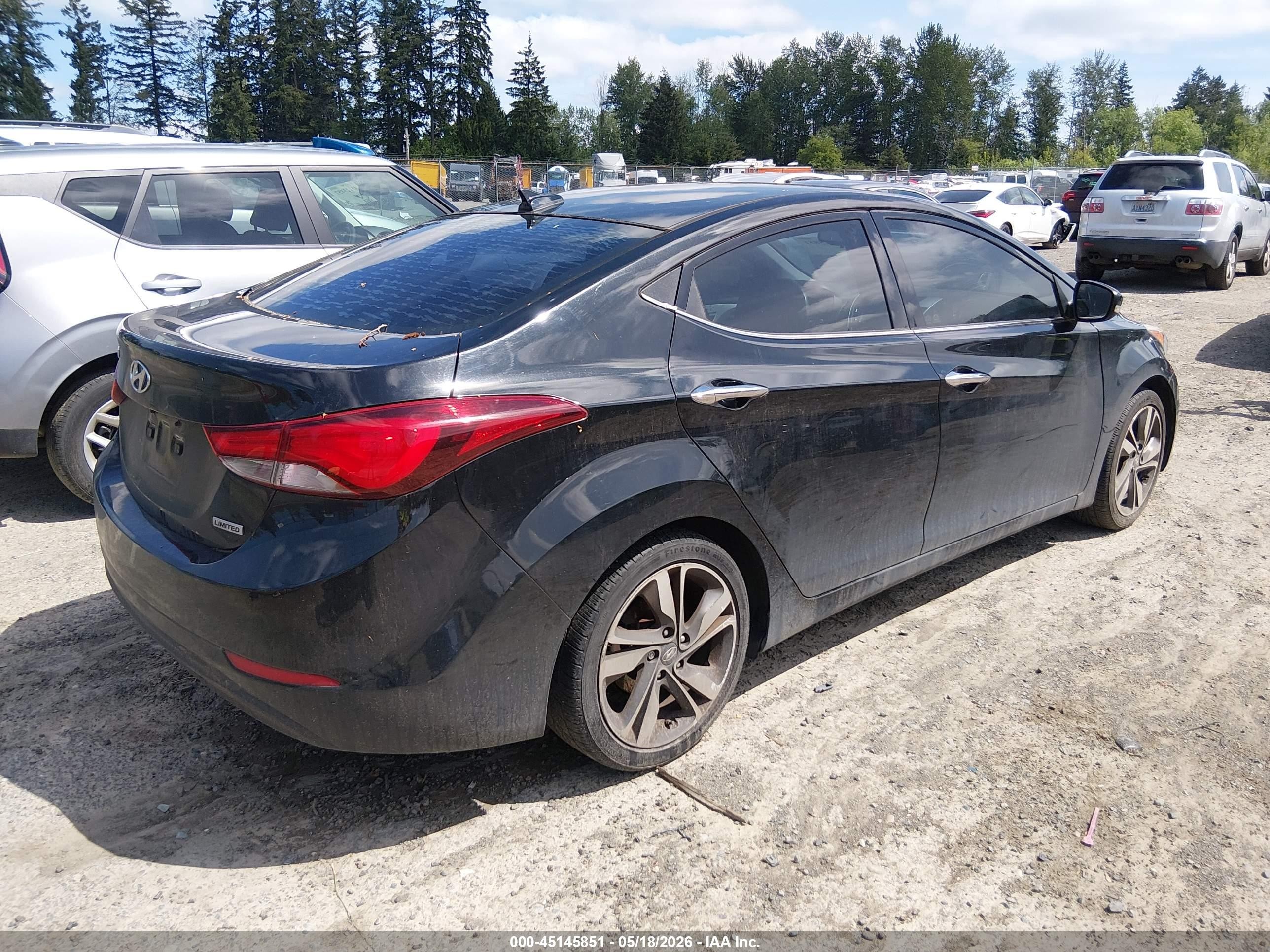 2014 Hyundai Elantra Limited Черный vin: 5NPDH4AE4EH545415