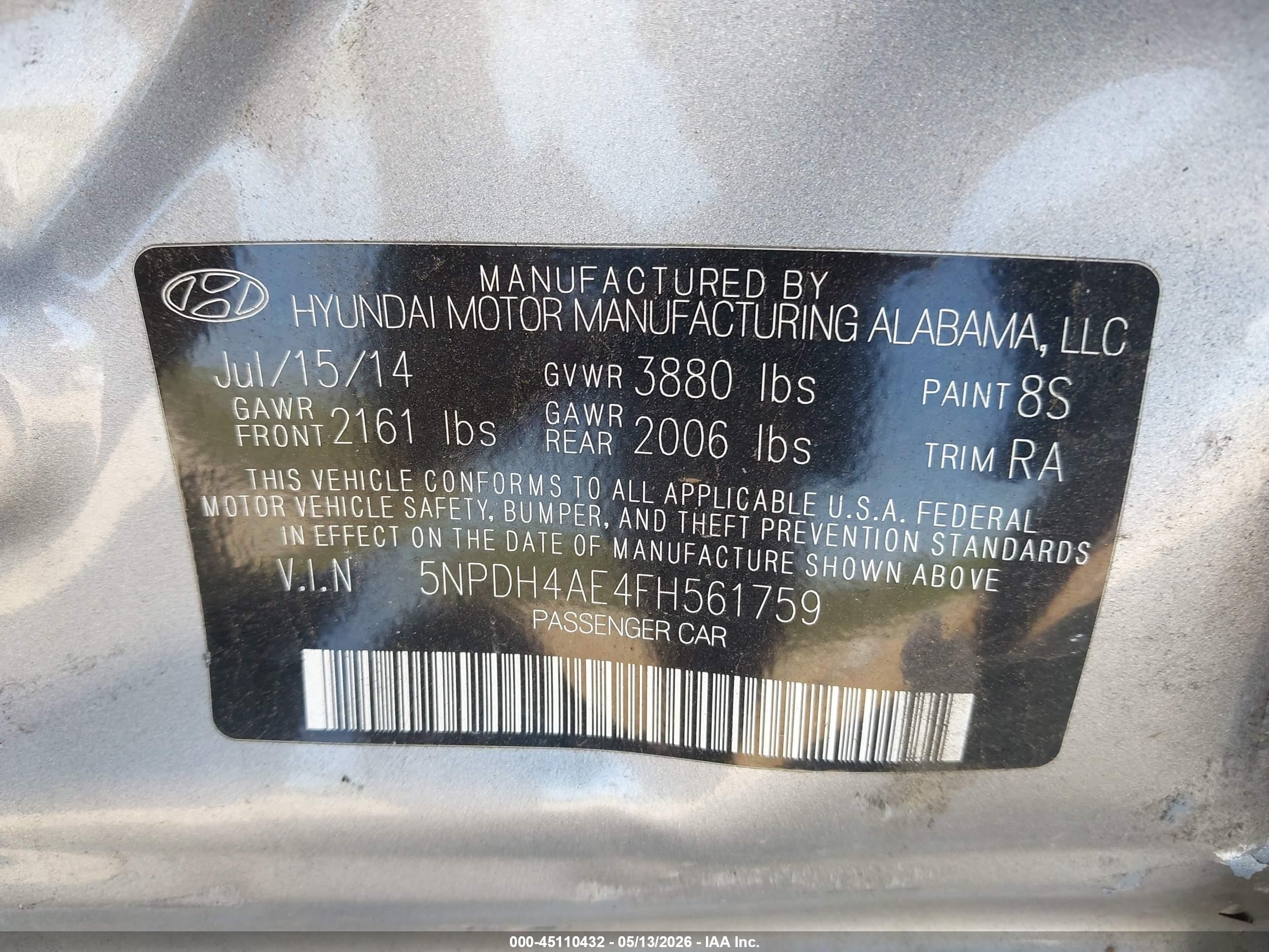 2015 Hyundai Elantra Limited Silver vin: 5NPDH4AE4FH561759