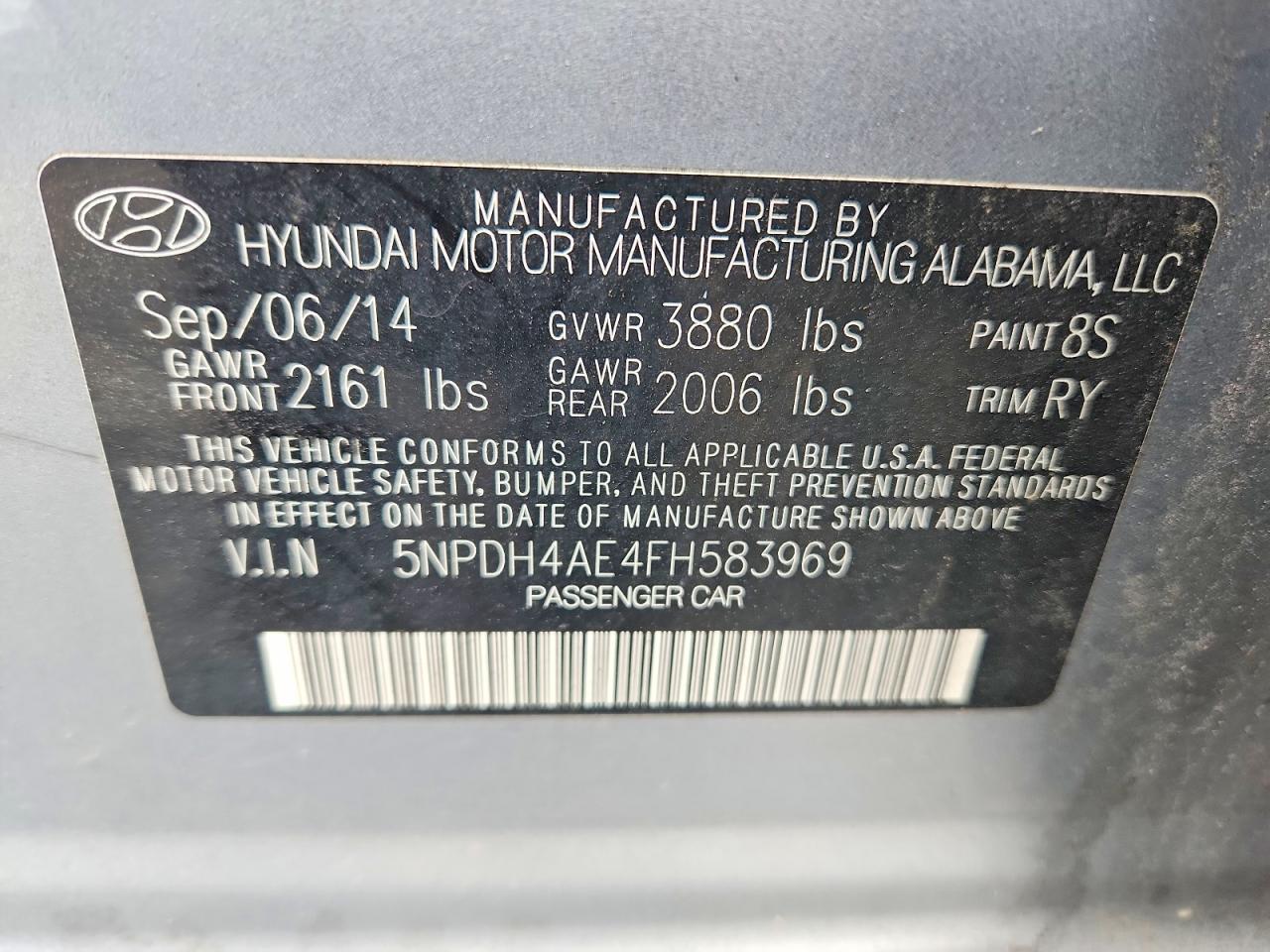2015 Hyundai Elantra Limited Silver vin: 5NPDH4AE4FH583969