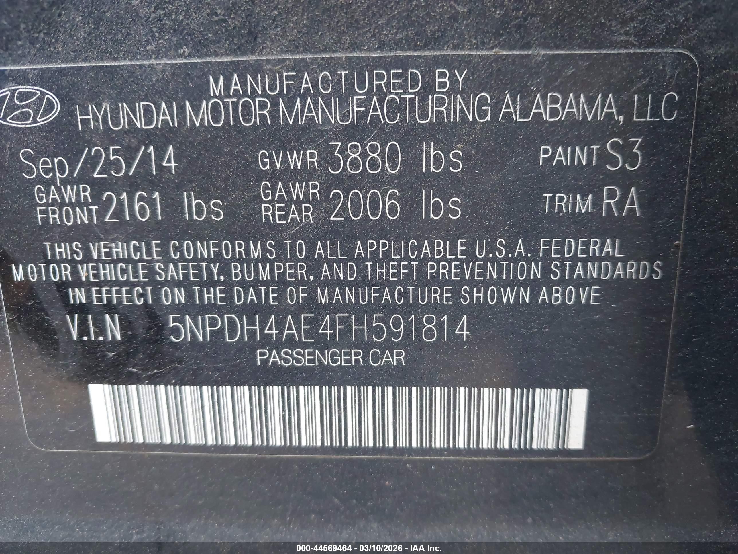 2015 Hyundai Elantra Se Черный vin: 5NPDH4AE4FH591814
