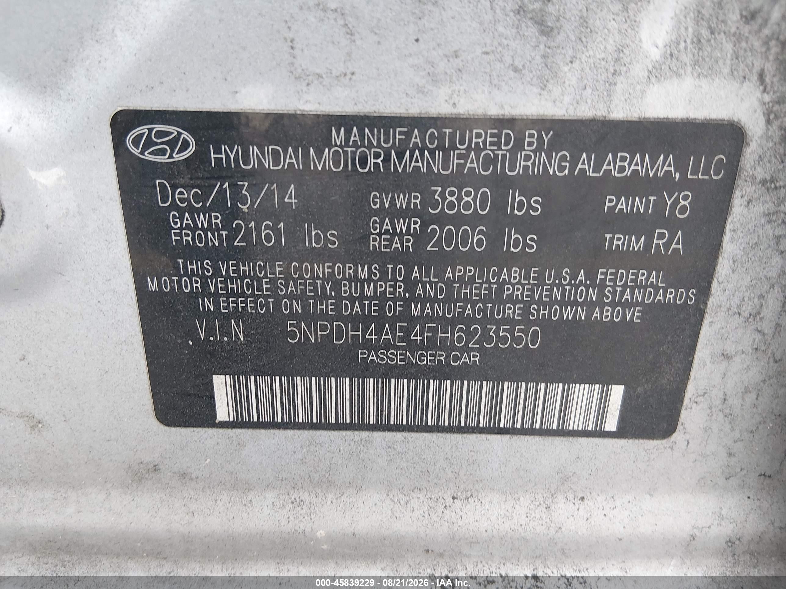 2015 Hyundai Elantra Se Silver vin: 5NPDH4AE4FH623550