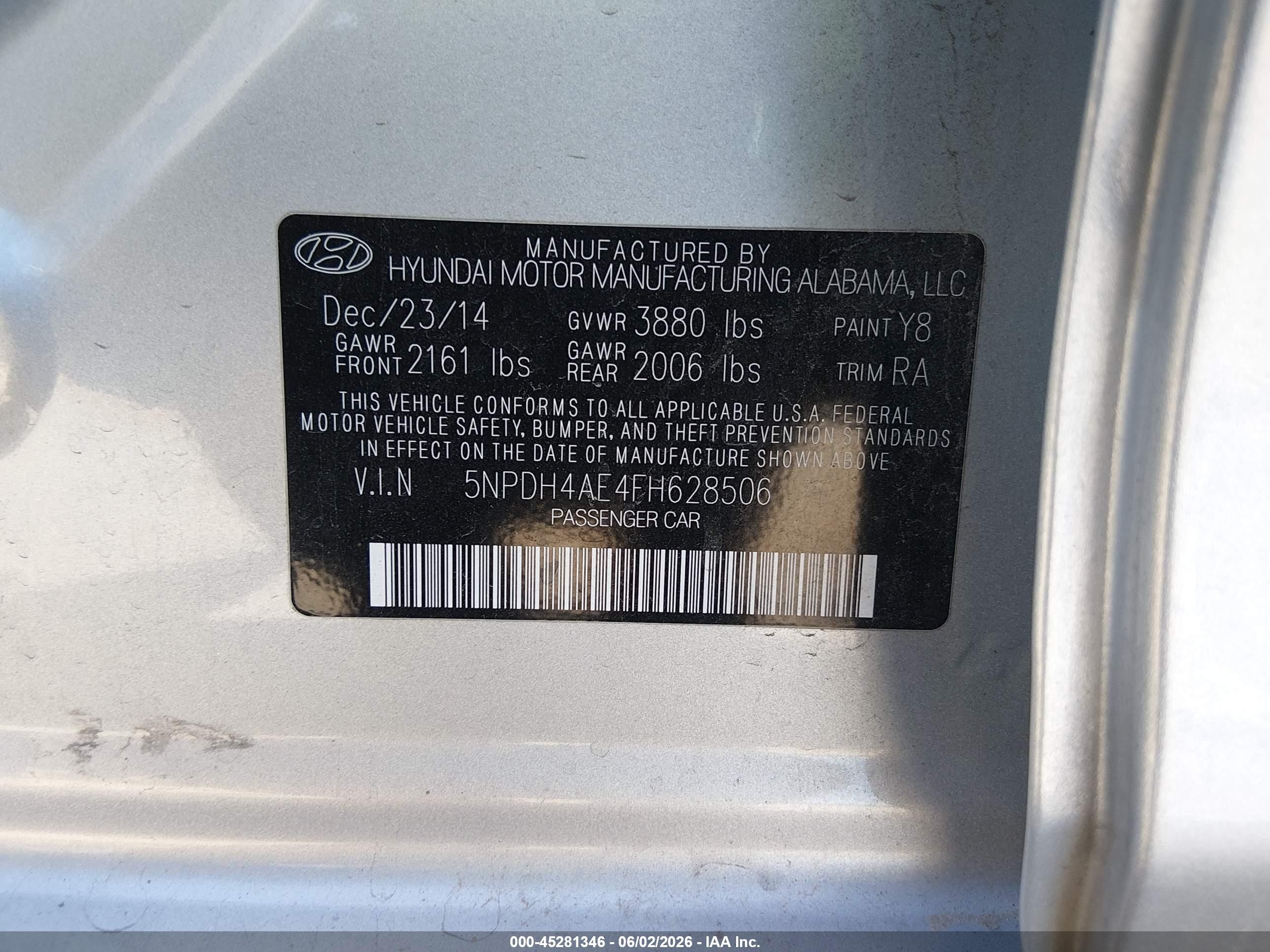 2015 Hyundai Elantra Se Silver vin: 5NPDH4AE4FH628506