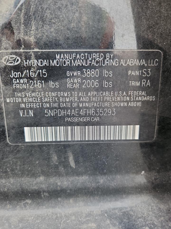 2015 Hyundai Elantra Se Black vin: 5NPDH4AE4FH635293