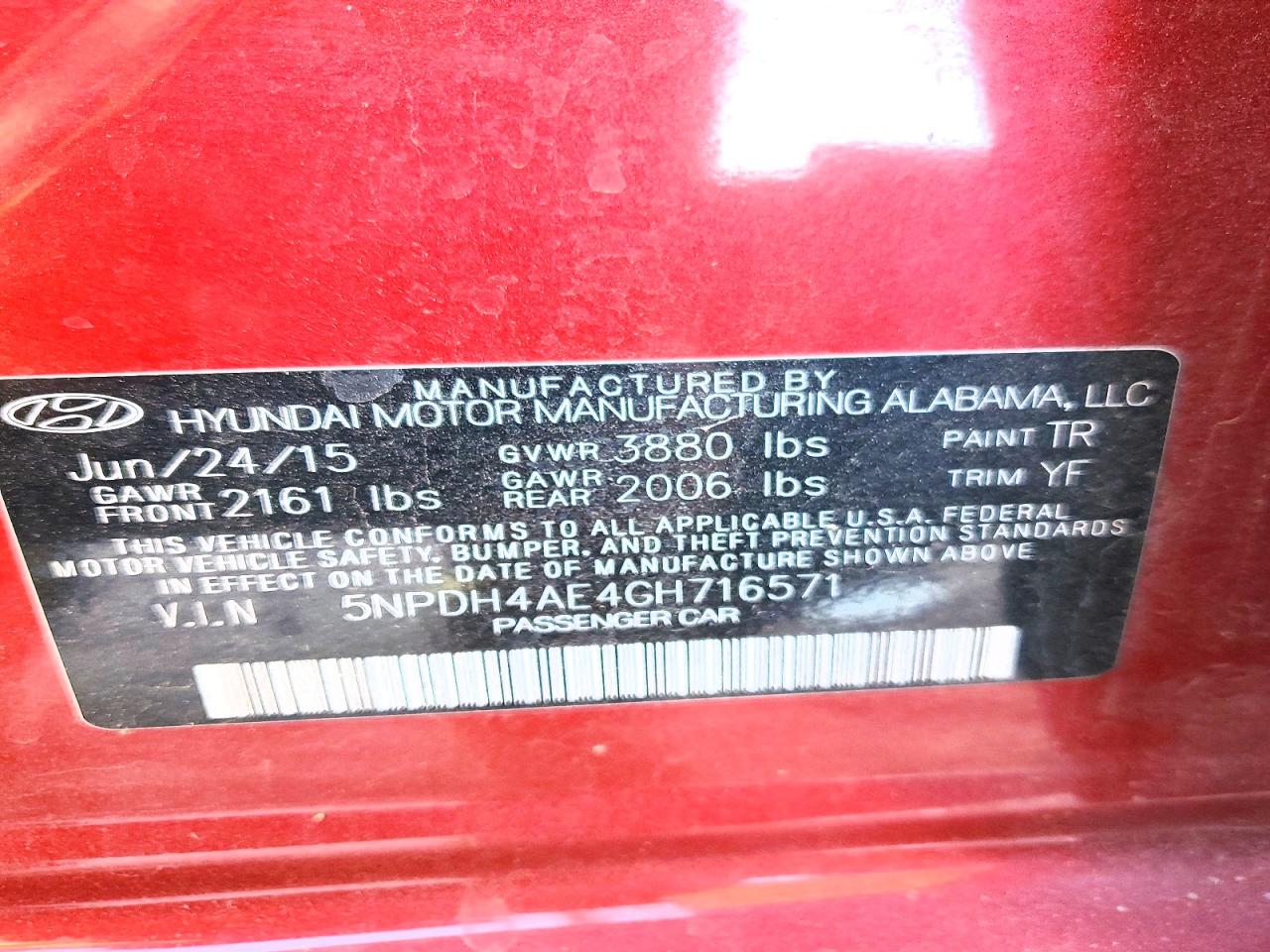 2016 Hyundai Elantra Se Красный vin: 5NPDH4AE4GH716571