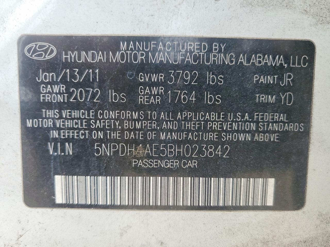 2011 Hyundai Elantra Gls White vin: 5NPDH4AE5BH023842