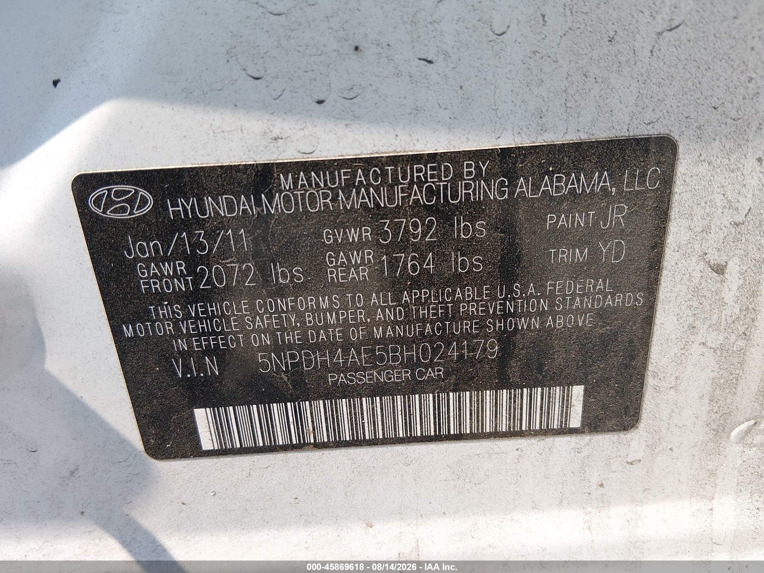 2011 Hyundai Elantra Gls/limited White vin: 5NPDH4AE5BH024179