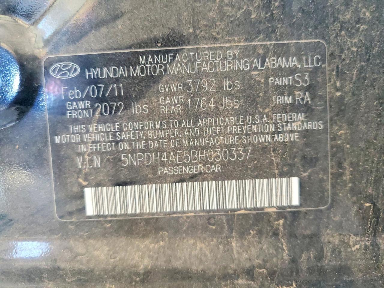 2011 Hyundai Elantra Gls Black vin: 5NPDH4AE5BH030337