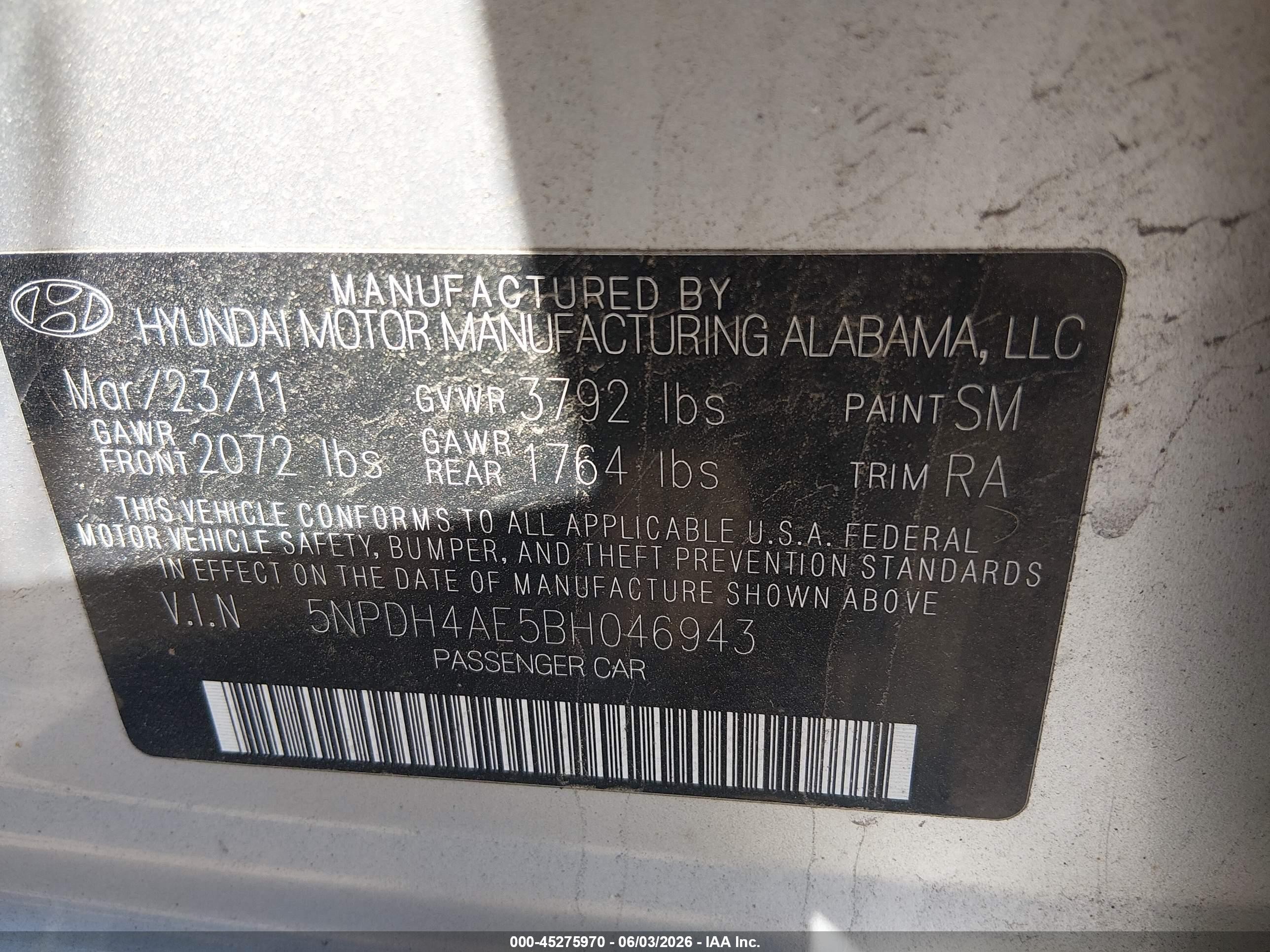 2011 Hyundai Elantra Gls Silver vin: 5NPDH4AE5BH046943