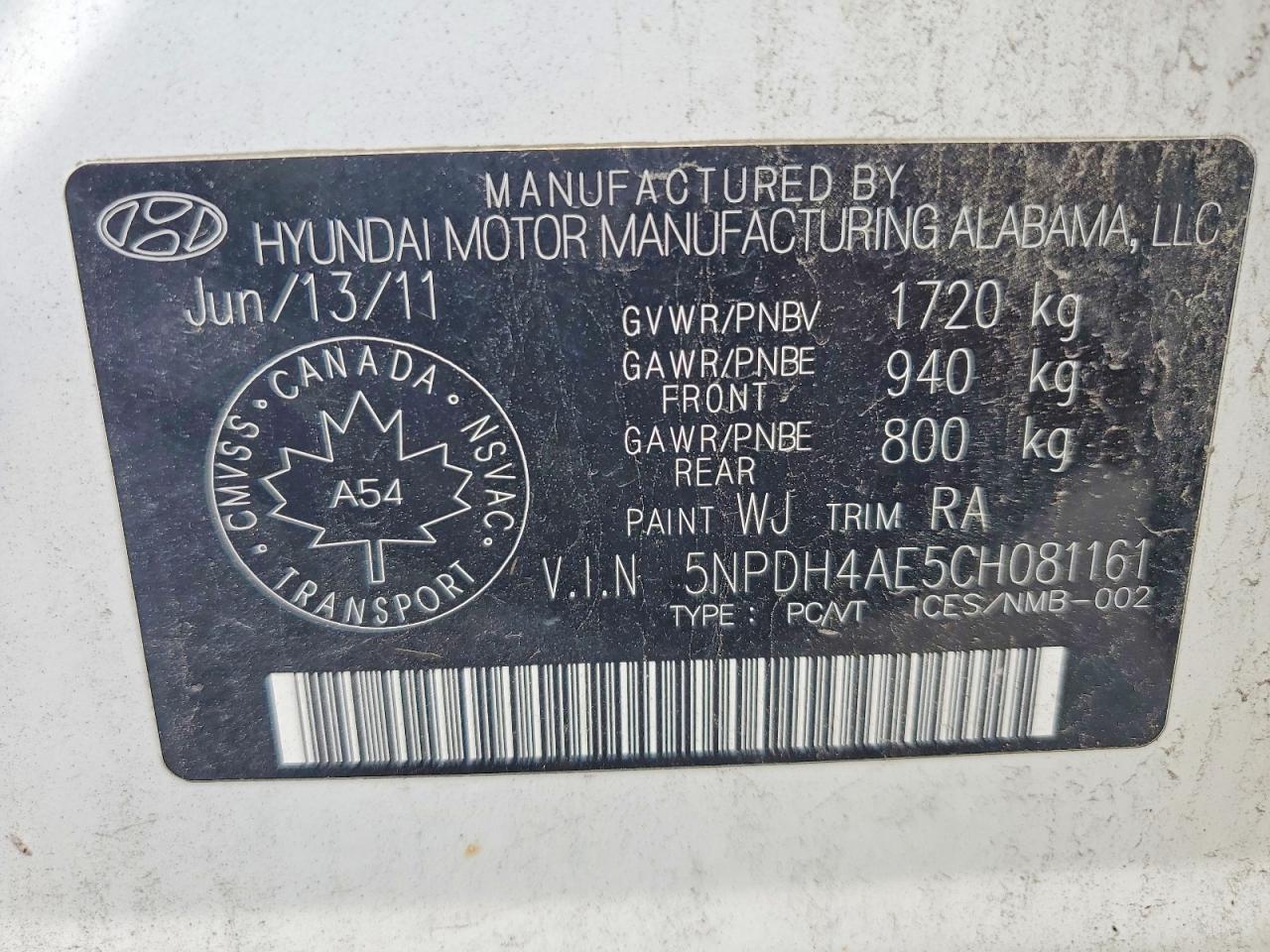 2012 Hyundai Elantra Gls White vin: 5NPDH4AE5CH081161