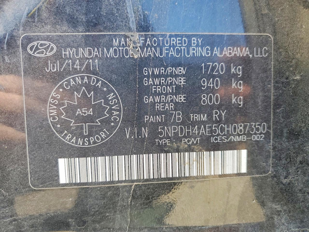 2012 Hyundai Elantra Gls Black vin: 5NPDH4AE5CH087350