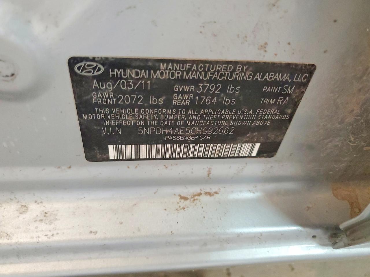 2012 Hyundai Elantra Limited Silver vin: 5NPDH4AE5CH092662