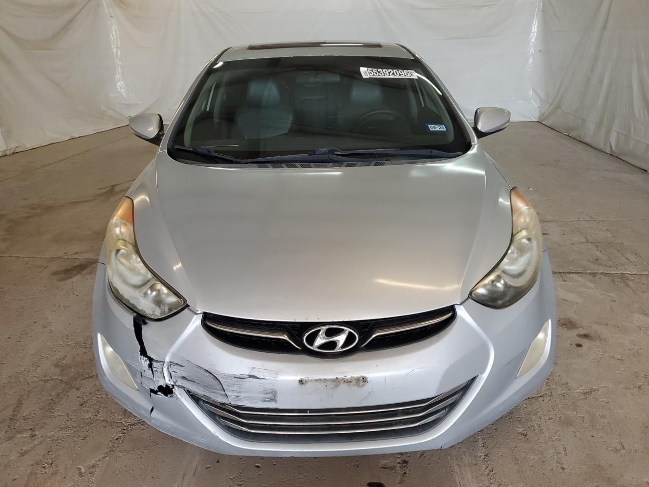 2012 Hyundai Elantra Limited Silver vin: 5NPDH4AE5CH092662 Damage: Left Head Lamp, Faded, Repair Required