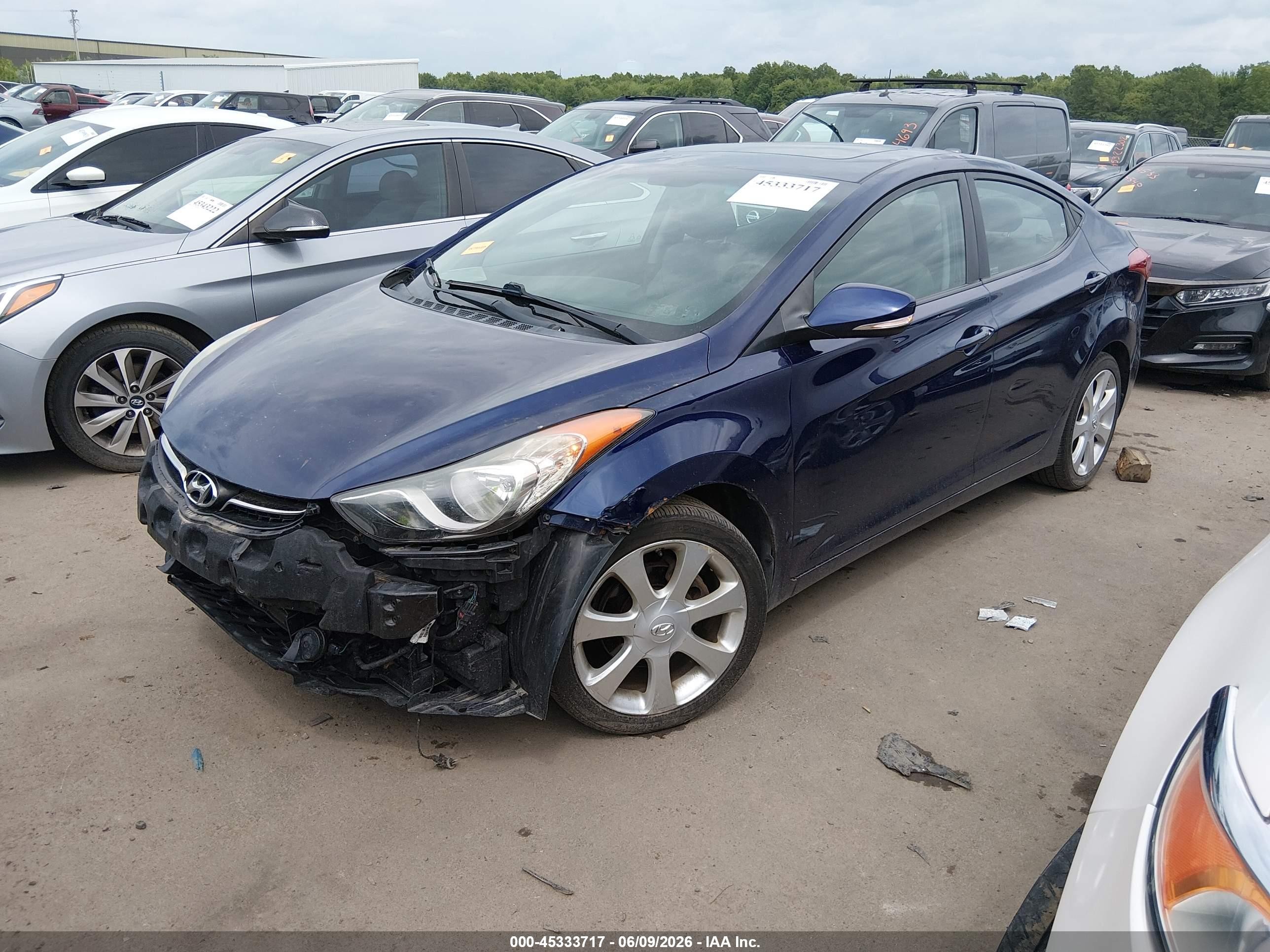2012 Hyundai Elantra Limited Blue vin: 5NPDH4AE5CH110447