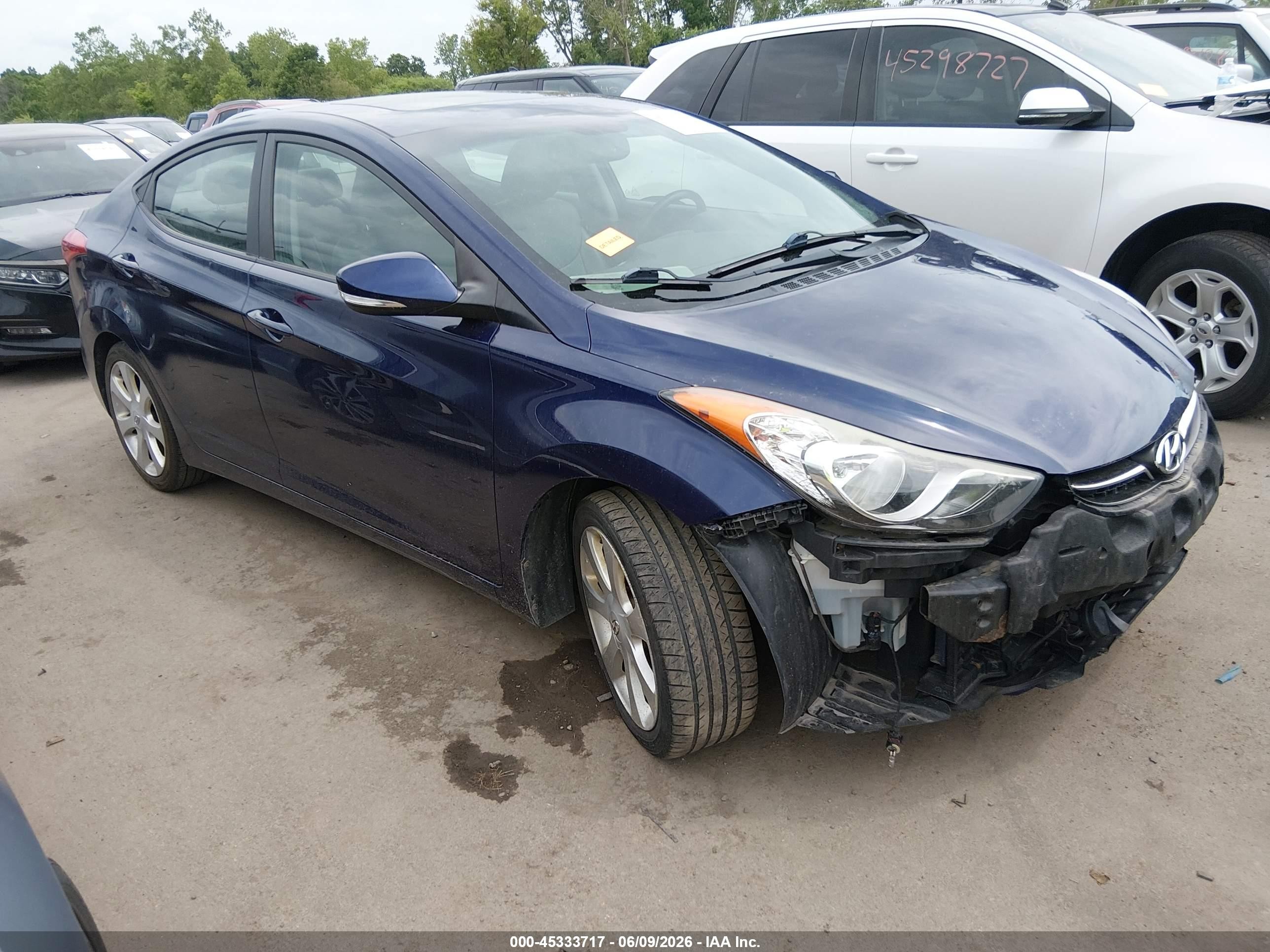 2012 Hyundai Elantra Limited Blue vin: 5NPDH4AE5CH110447