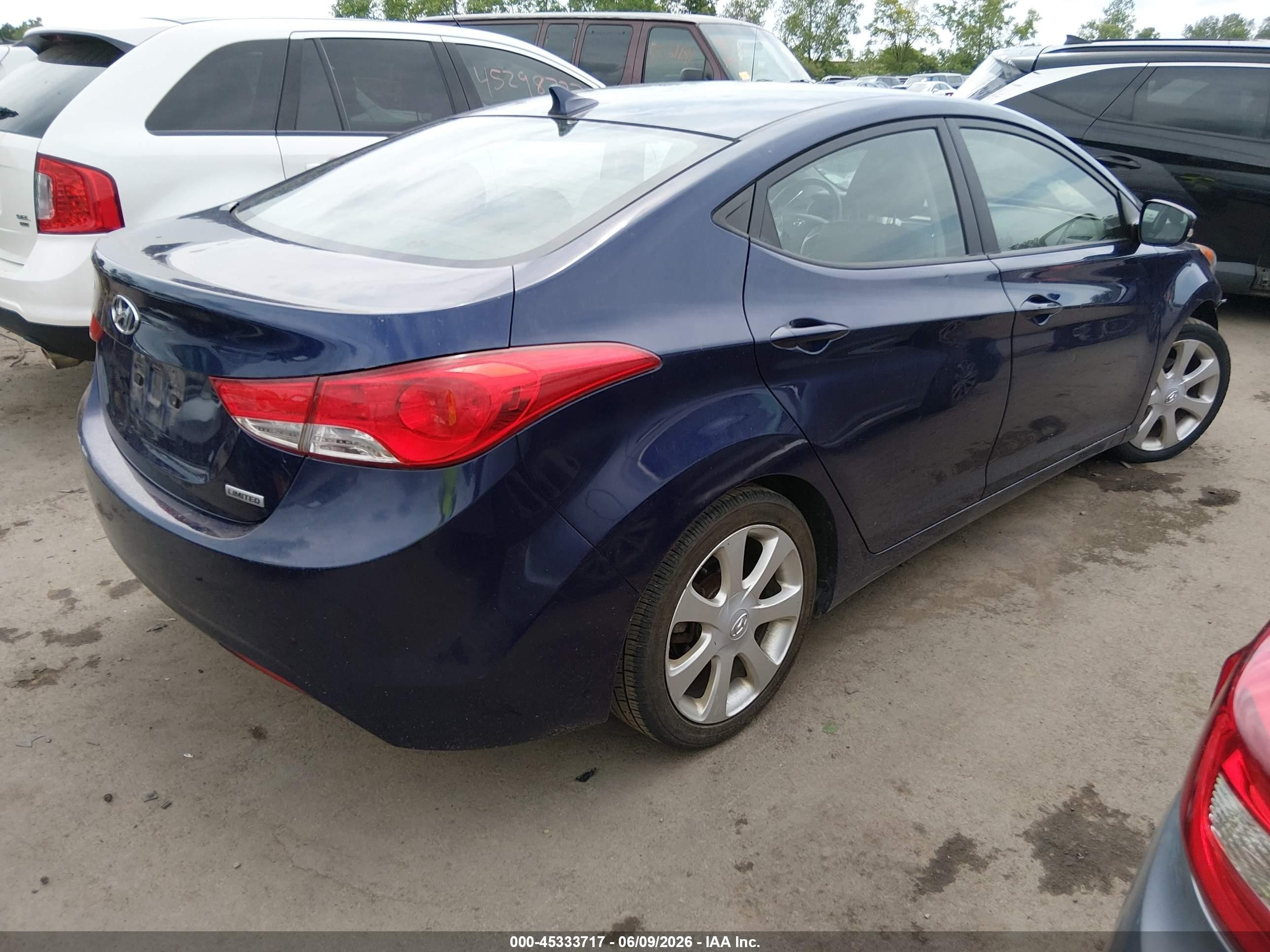 2012 Hyundai Elantra Limited Blue vin: 5NPDH4AE5CH110447