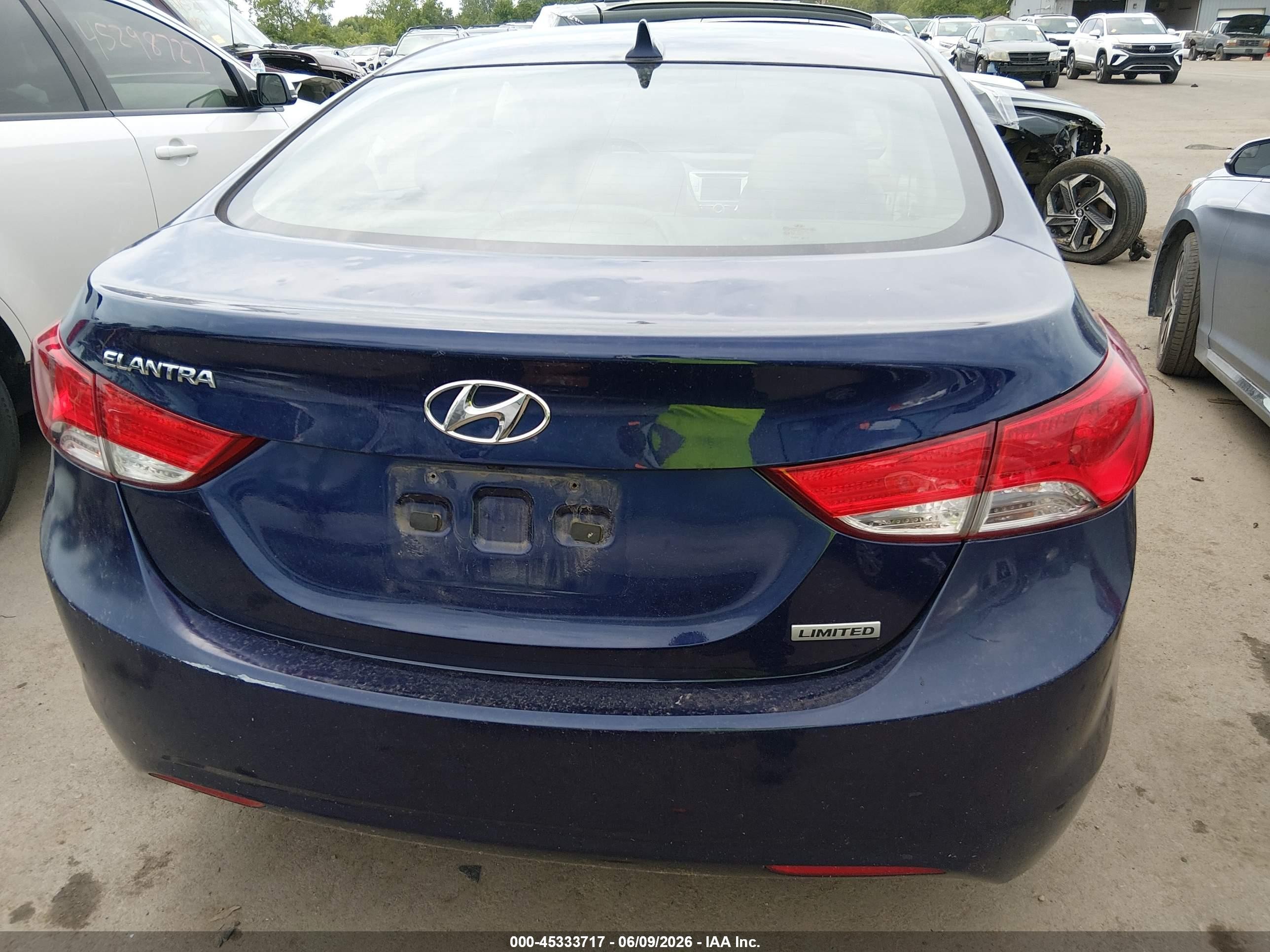 2012 Hyundai Elantra Limited Blue vin: 5NPDH4AE5CH110447