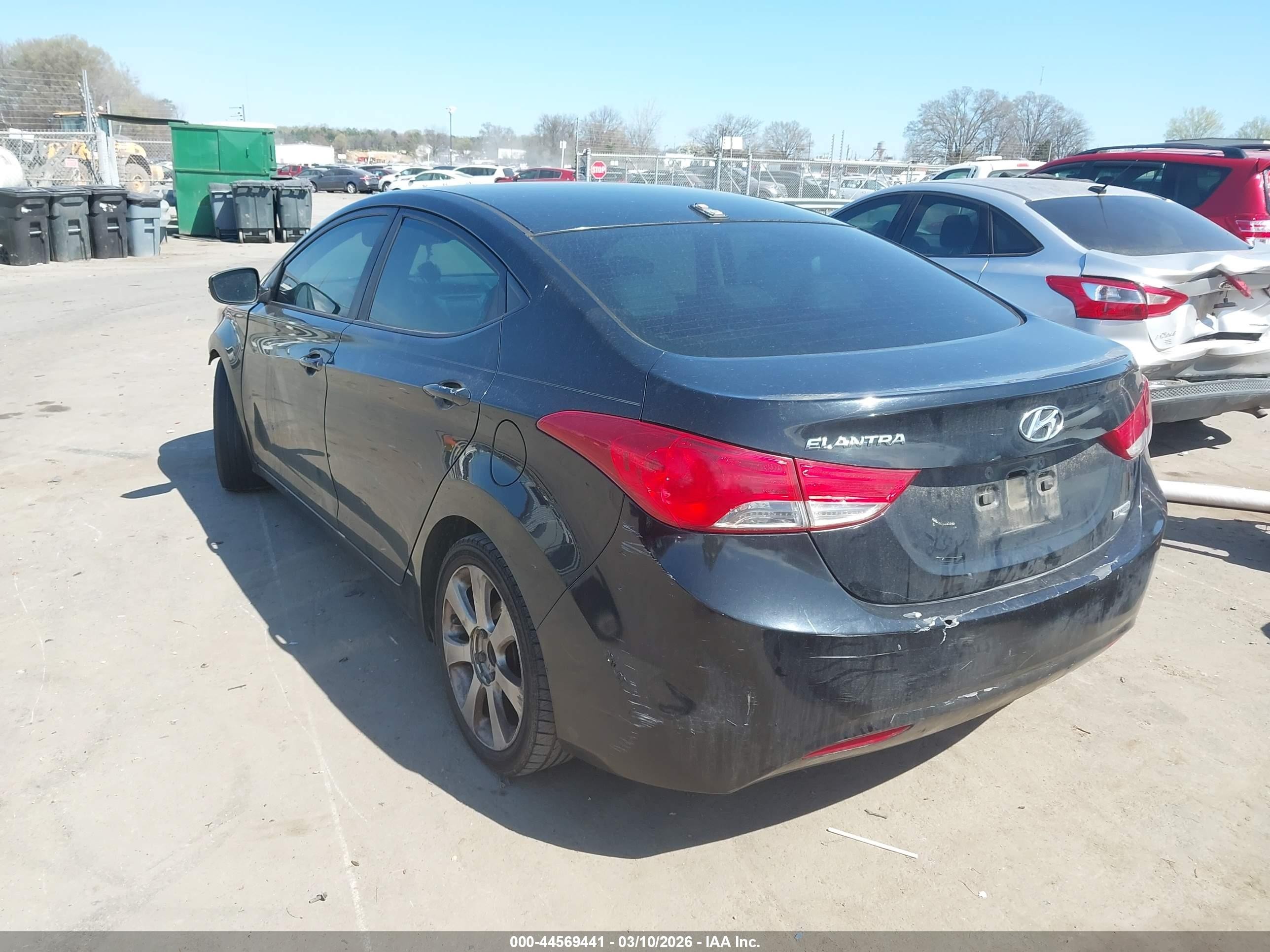 2012 Hyundai Elantra Limited Черный vin: 5NPDH4AE5CH117026