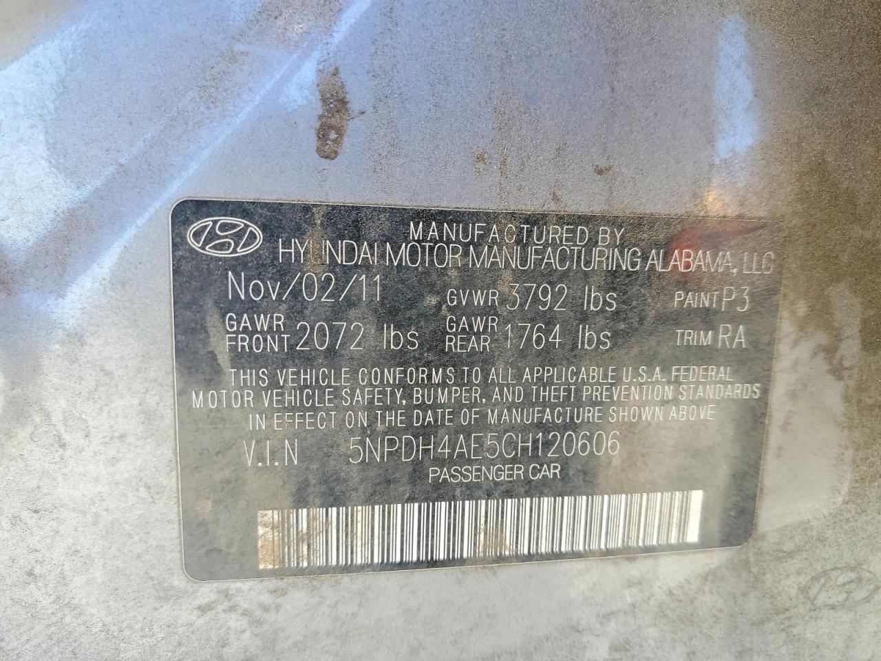 2012 Hyundai Elantra Gls Gray vin: 5NPDH4AE5CH120606